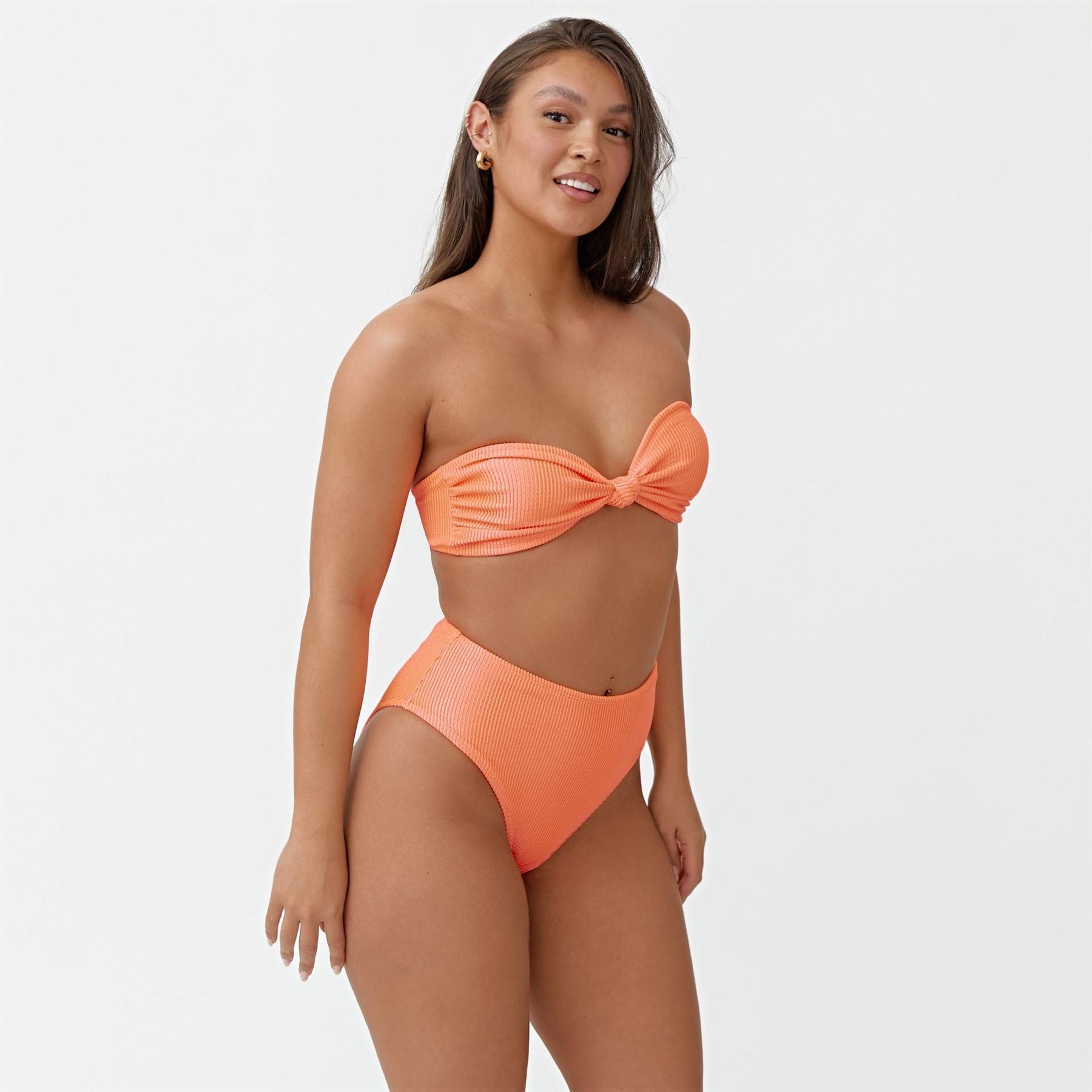 Be You Textured High Waisted Bikini Bottoms
