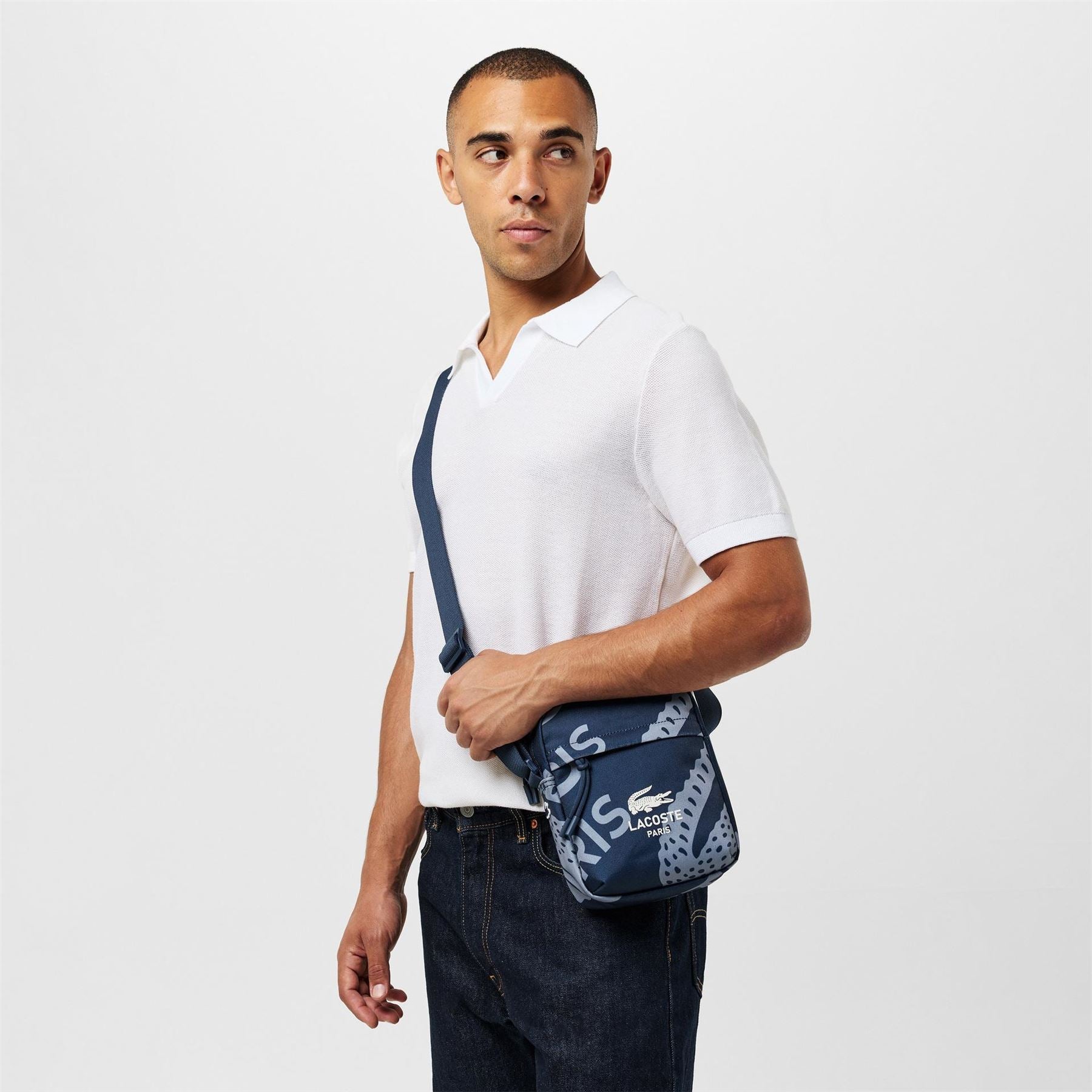 Lacoste Vertical Croc Print Cross Body Bag