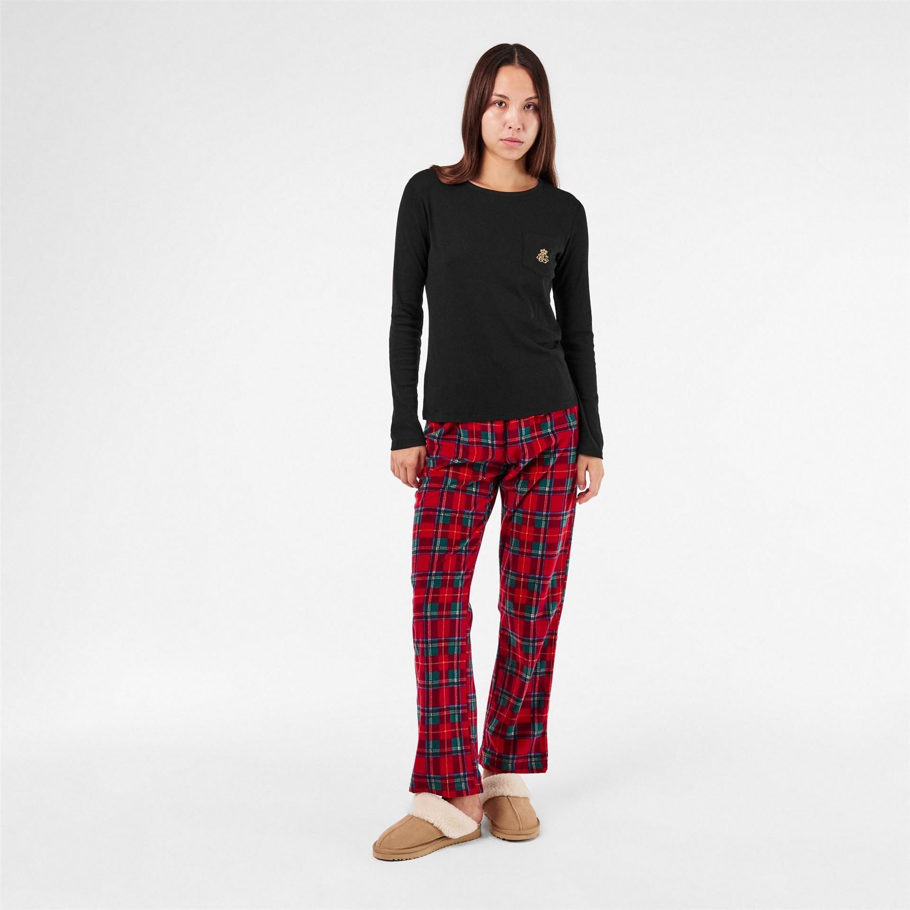 Lauren by Ralph Lauren Fleece Crew Neck Long Sleeve Pyjama Set