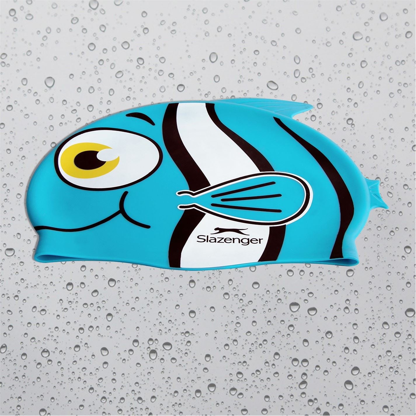 Slazenger Fish Print Silicone Swimming Cap Childrens