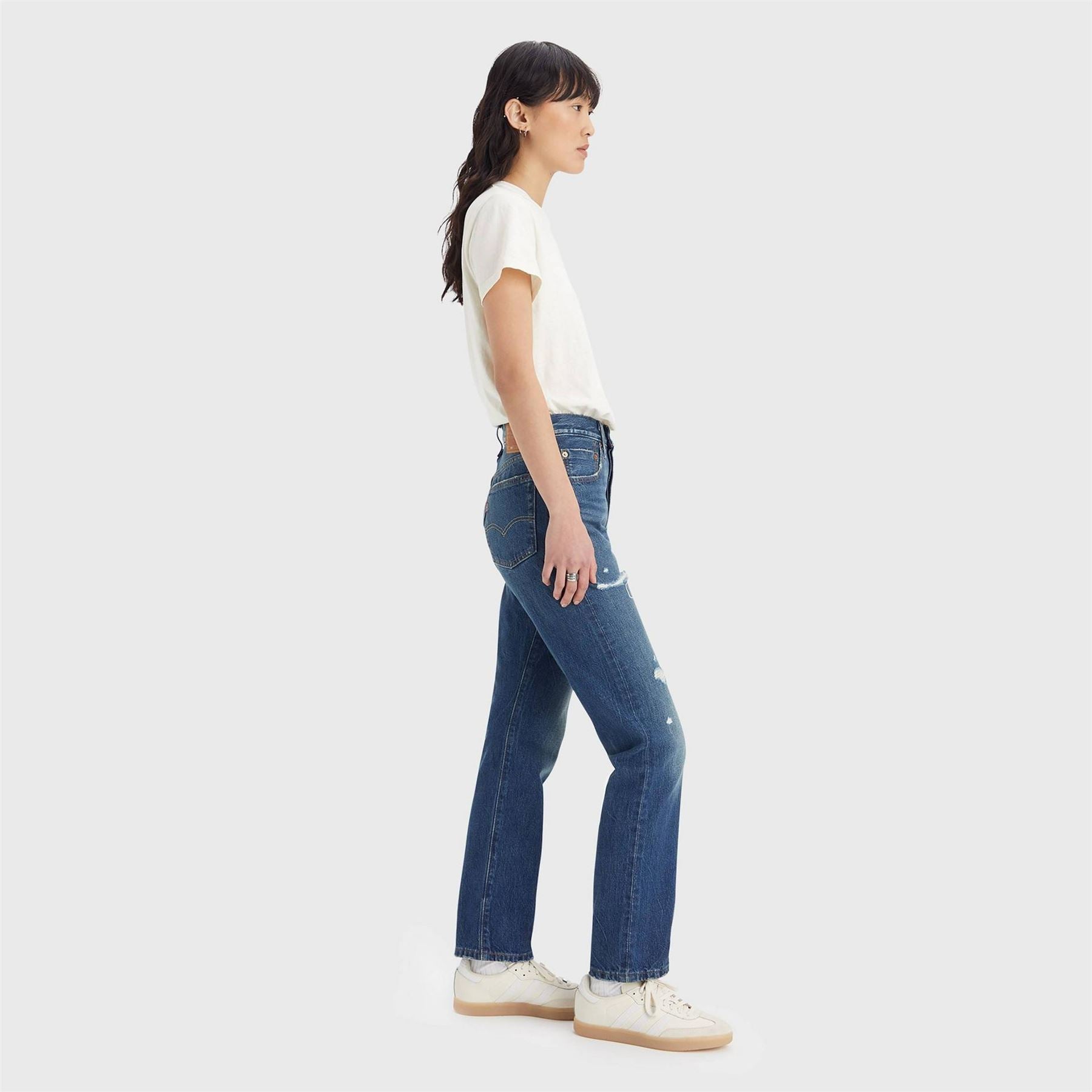 Levis 501 Distressed Regular Fit Jeans