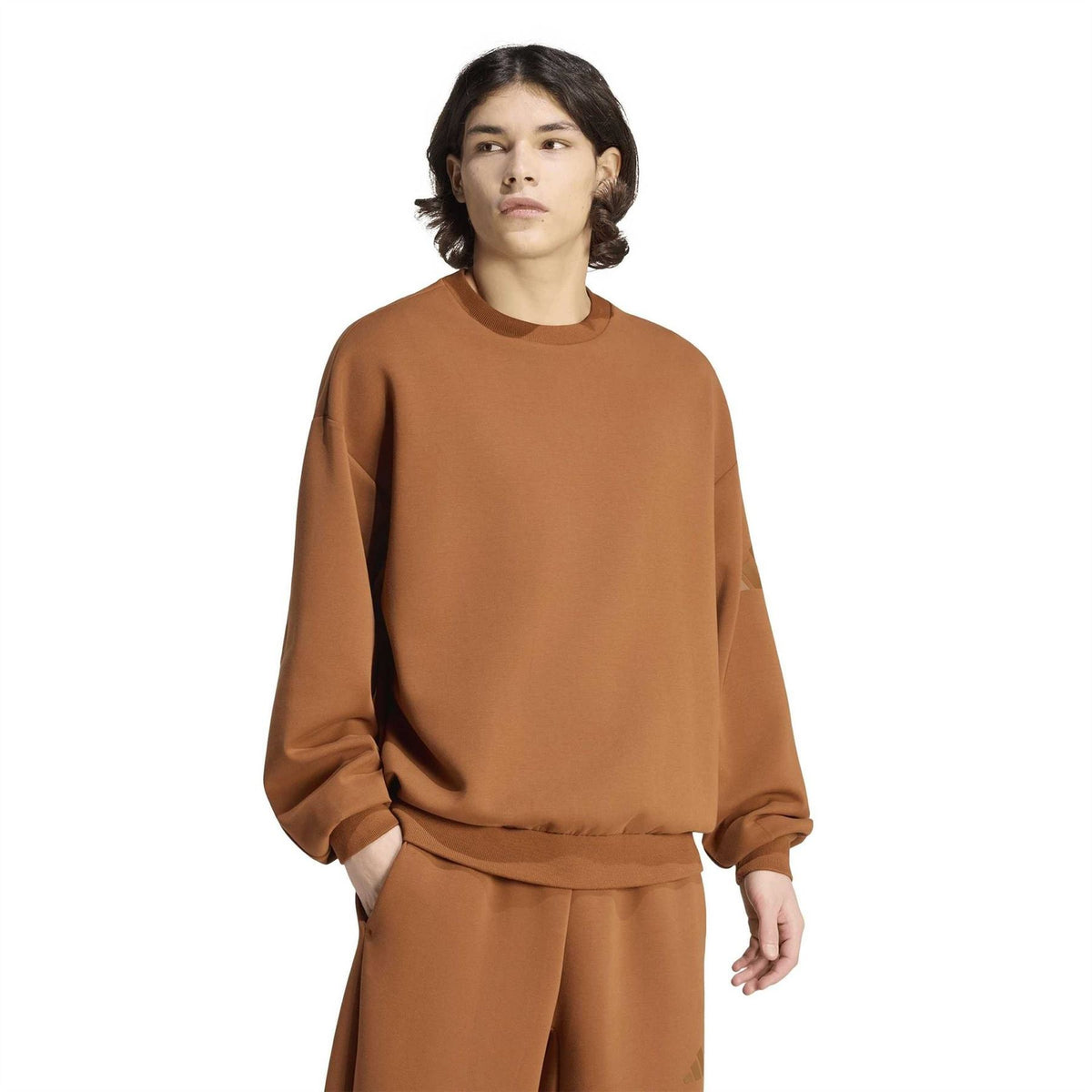 adidas Crew Neck Ribbed Collar Oversize Sweatshirt
