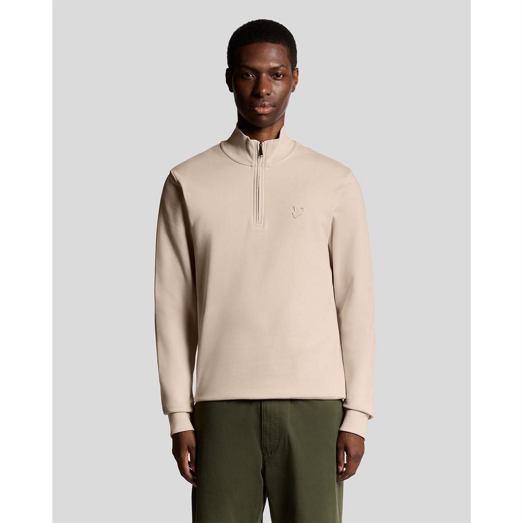 Lyle and Scott Zip Neck Funnel High Collar Long Sleeve Sweatshirt