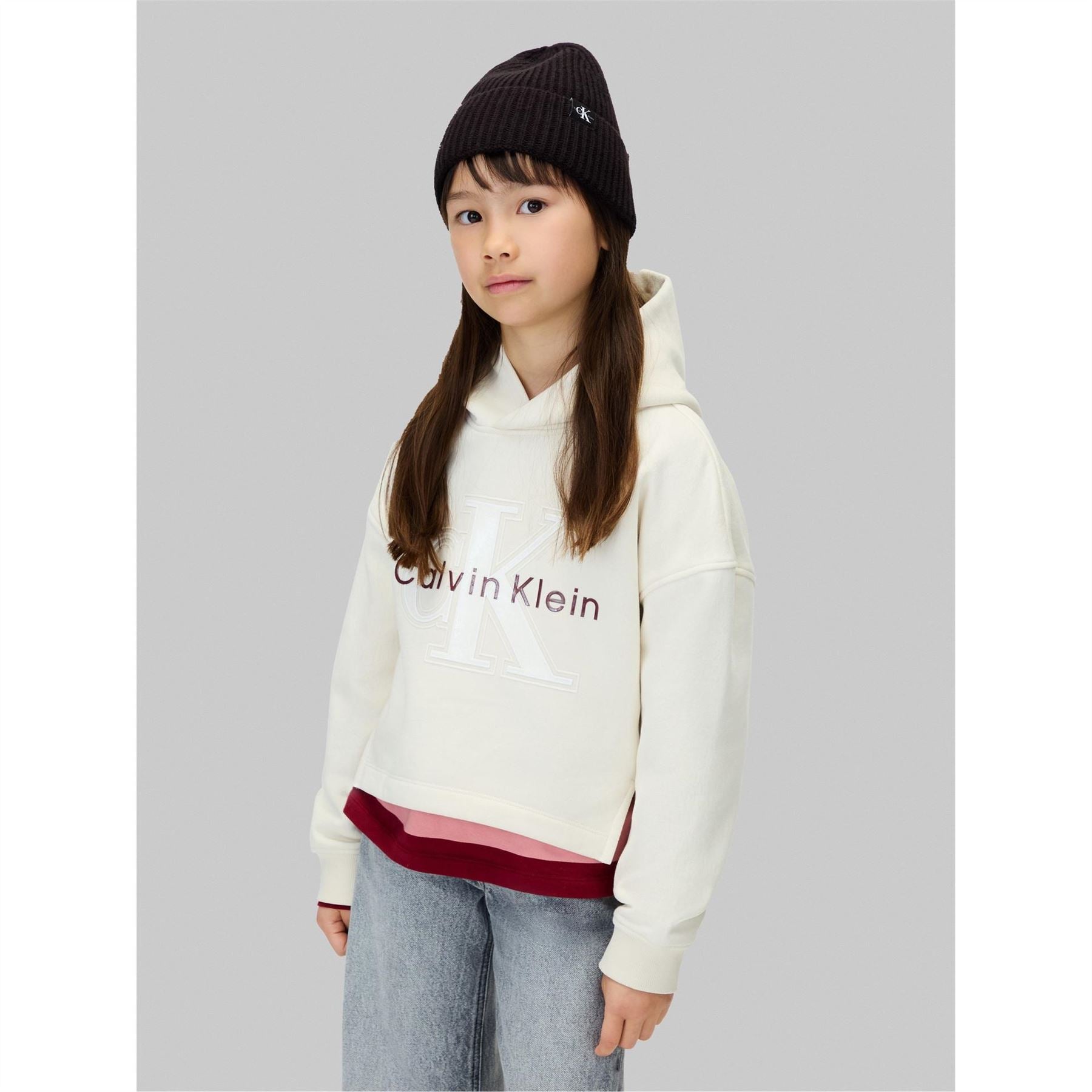 Calvin Klein Jeans Junior Monogram Ribbed Turn Up Beanie