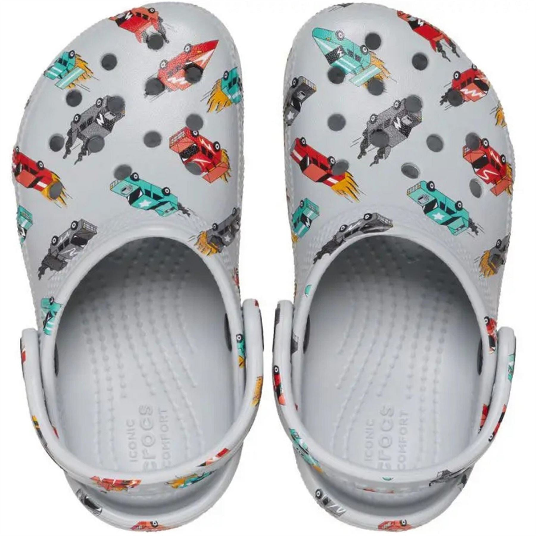 Crocs Classic Race Cars Graphic Print Shuv Clogs
