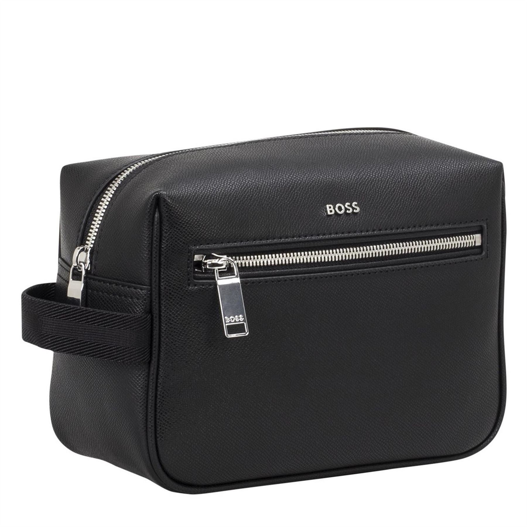 Boss BOSS Daxter Leather Travel Washbag with Zip Pockets