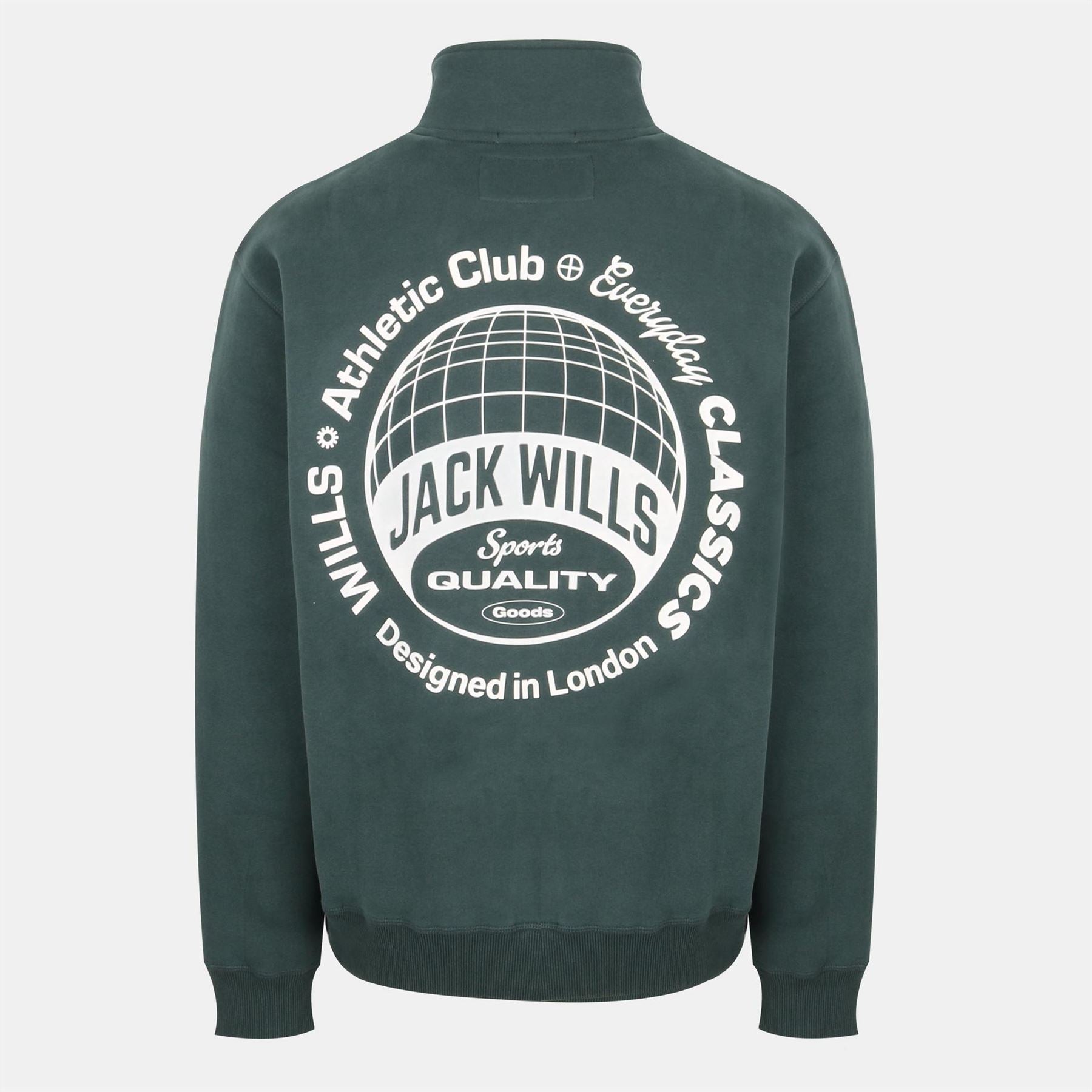 Jack Wills Athletic Cotton Long Sleeve Funnel Neck Oversized Fit quarter Zip Fleece