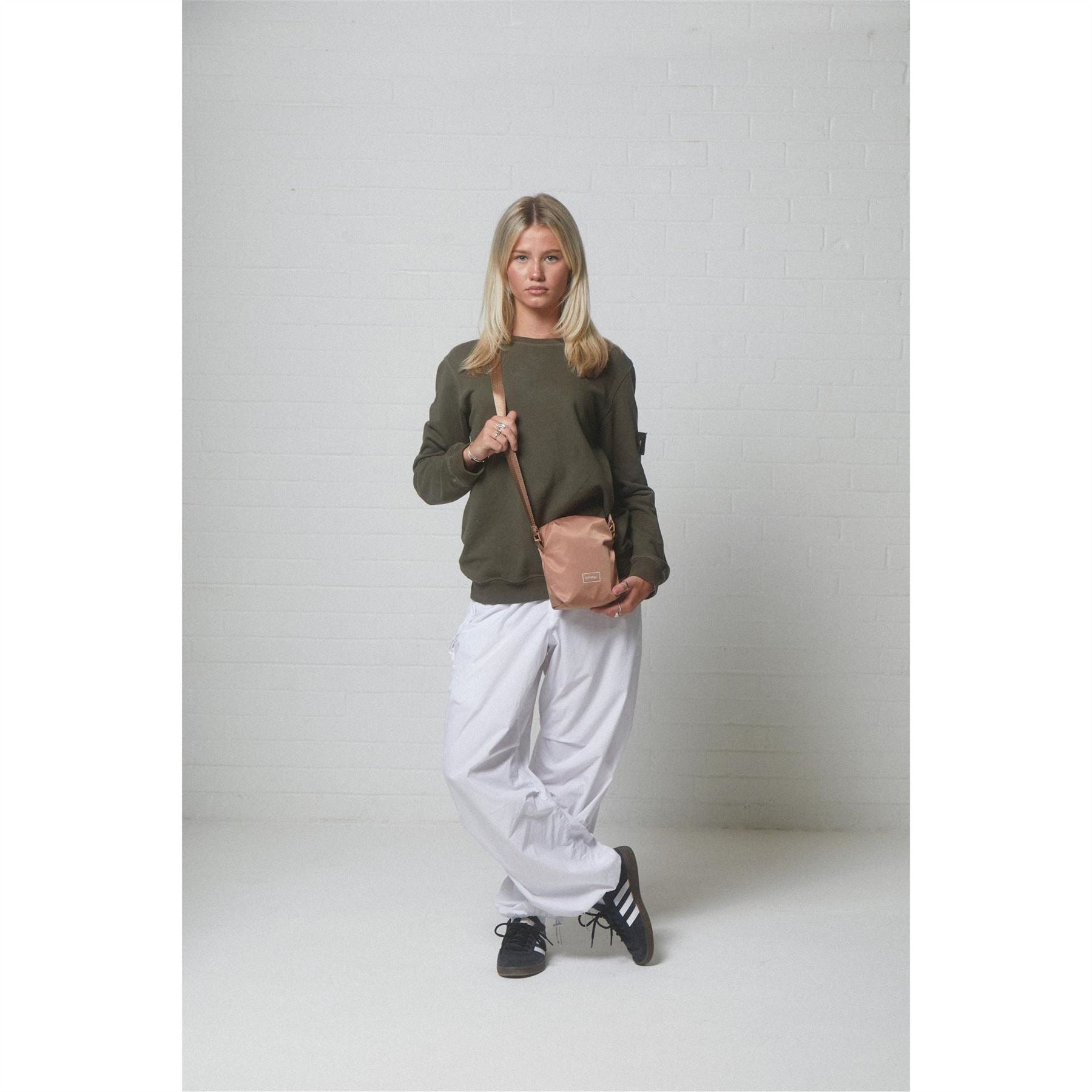Spiral Rectangle Cross Body Bag with Black Hardware