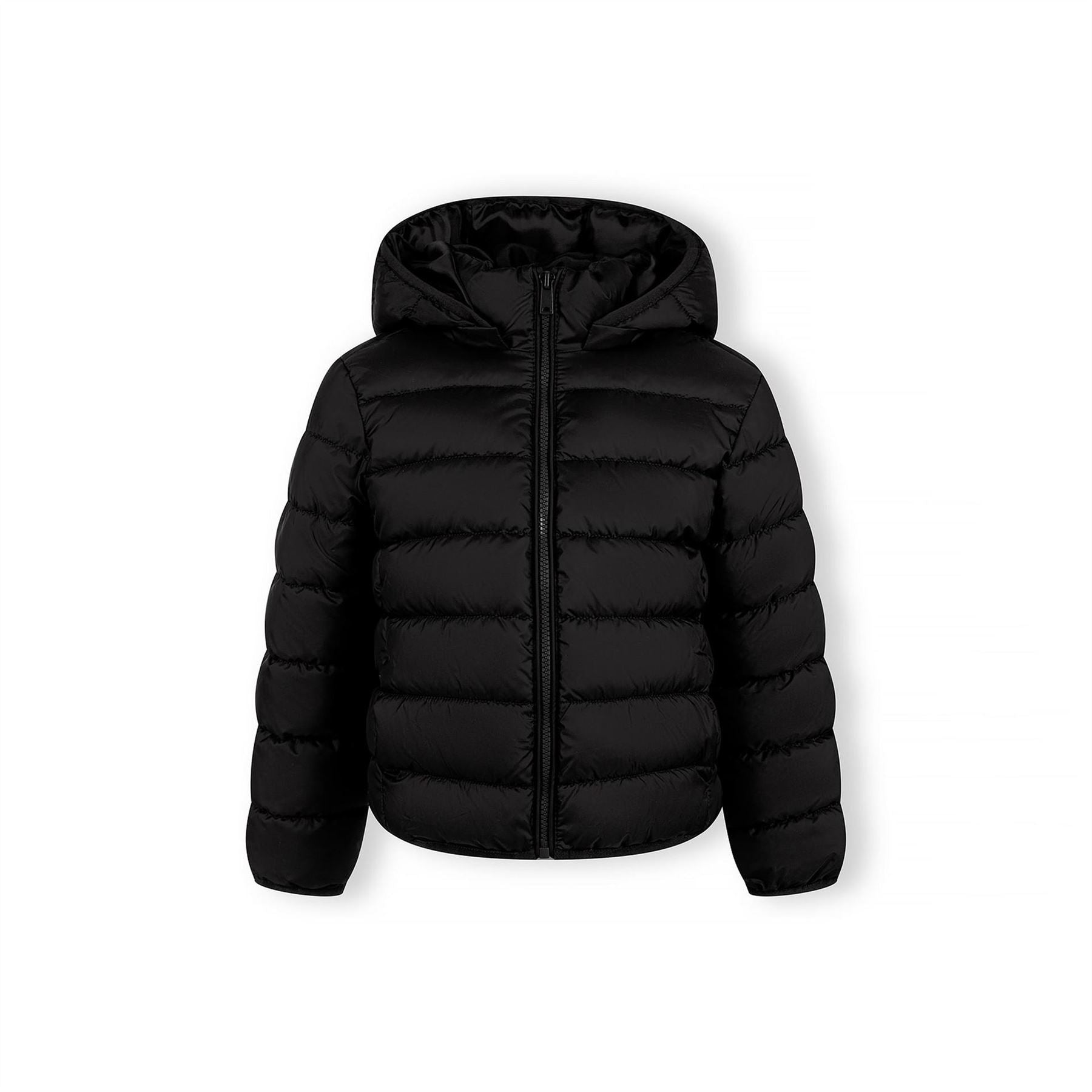 Minoti Girls Quilted Jacket Detachable Hood Zip Black