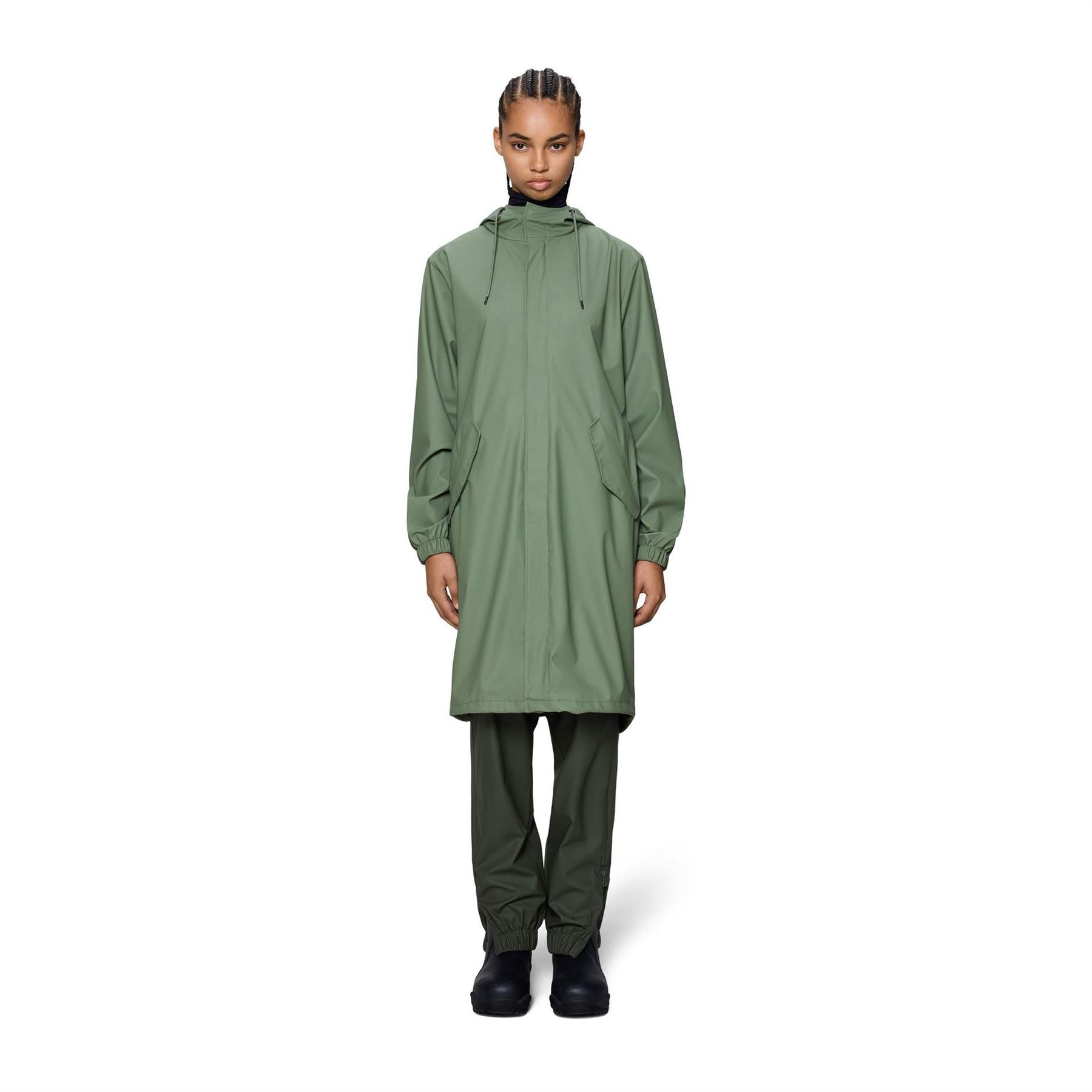 Rains Hooded Fishtail Solid Patterned Rain Jacket