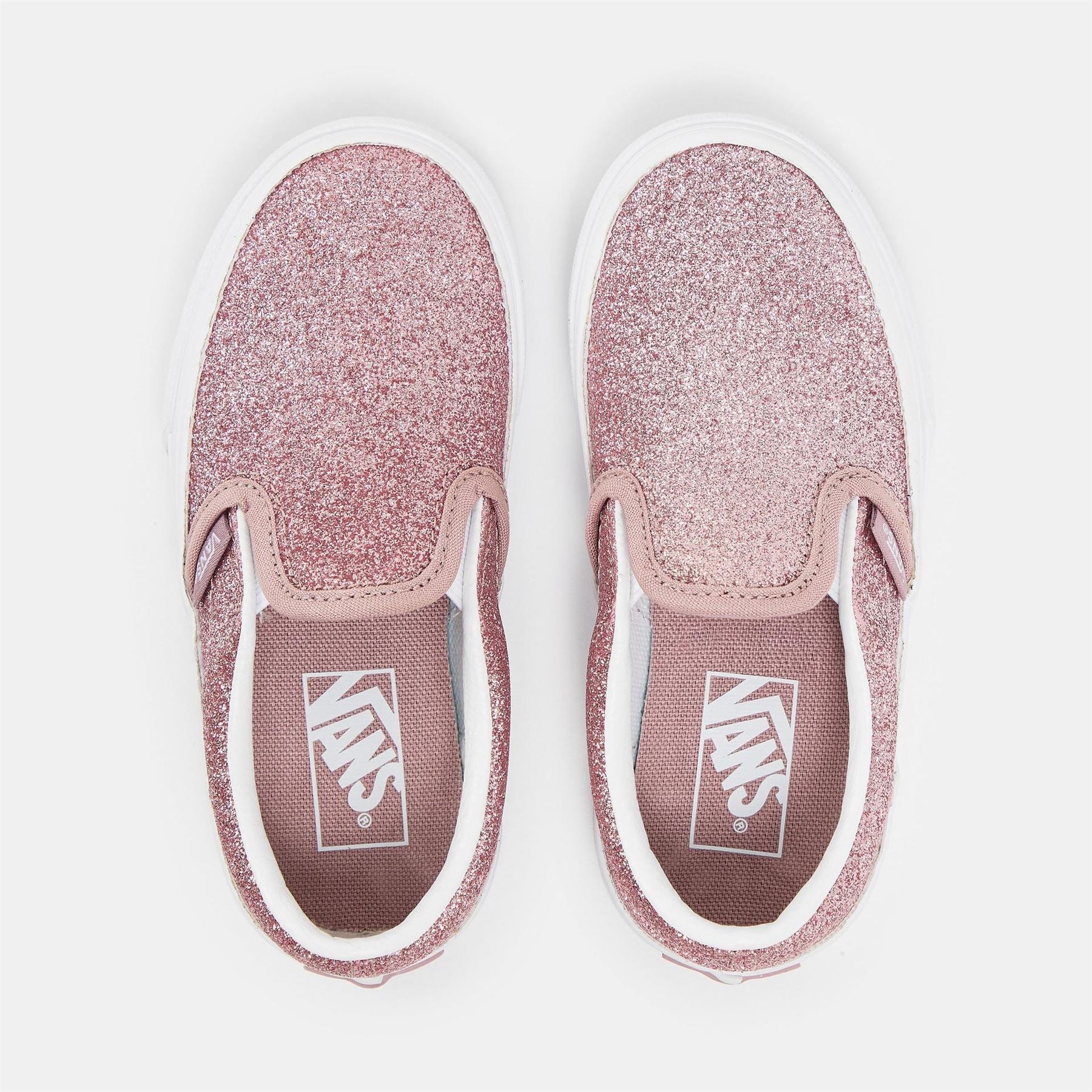Vans Kids Glitter Rose Gold Slip On Canvasas Trainers