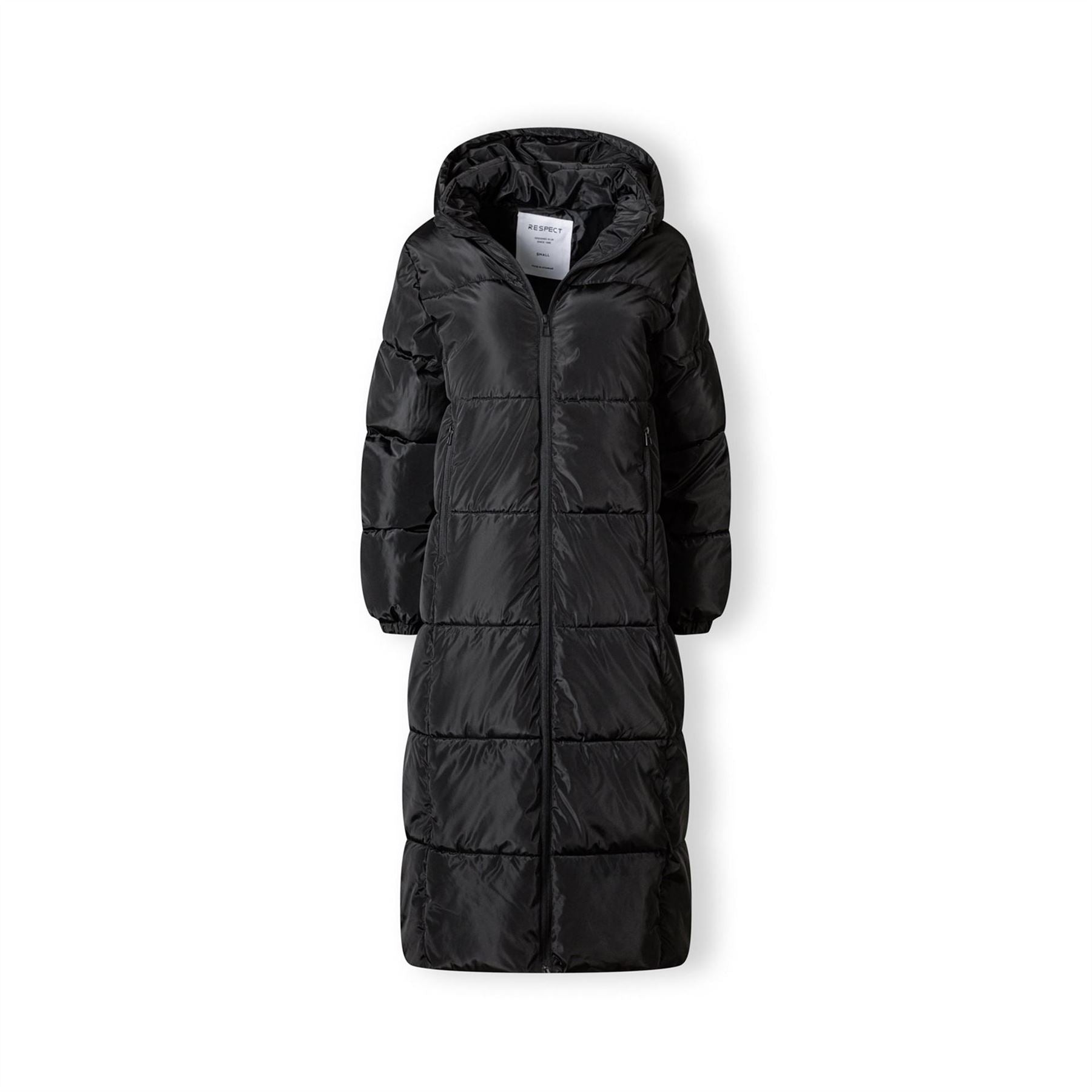 Minoti Women Long Quilted Winter Jacket With Drawstring Hood Black
