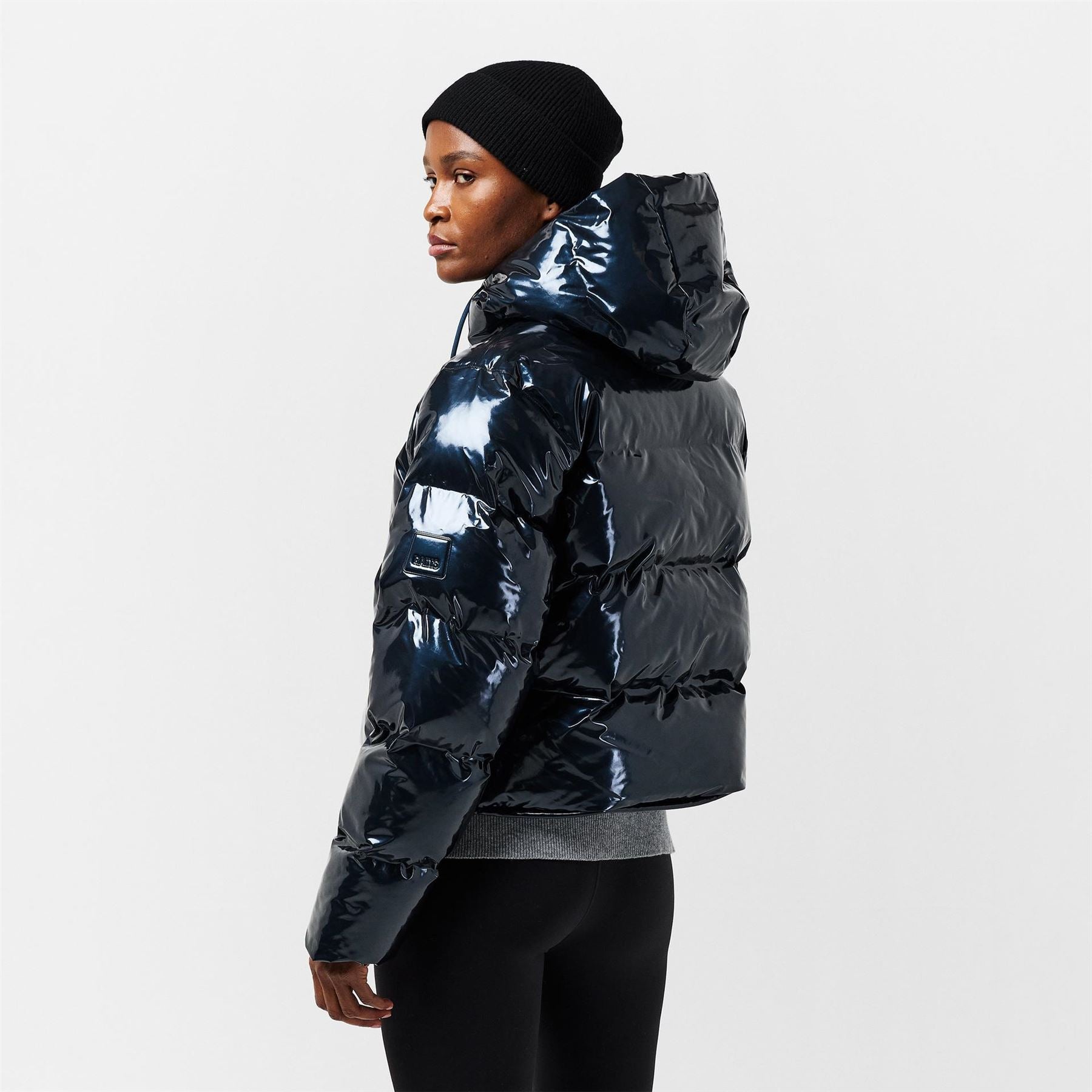 Rains Hooded Solid Patterned Puffer Jacket