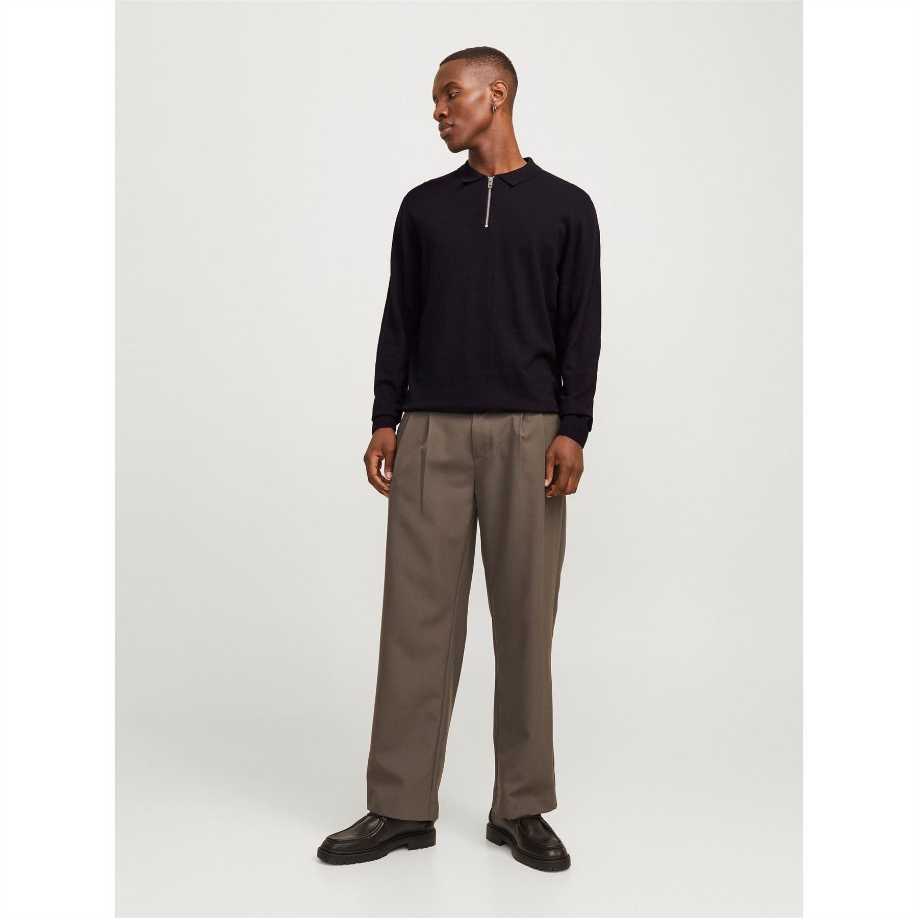 Jack and Jones Mens Emil Half Zip Knitted Polo