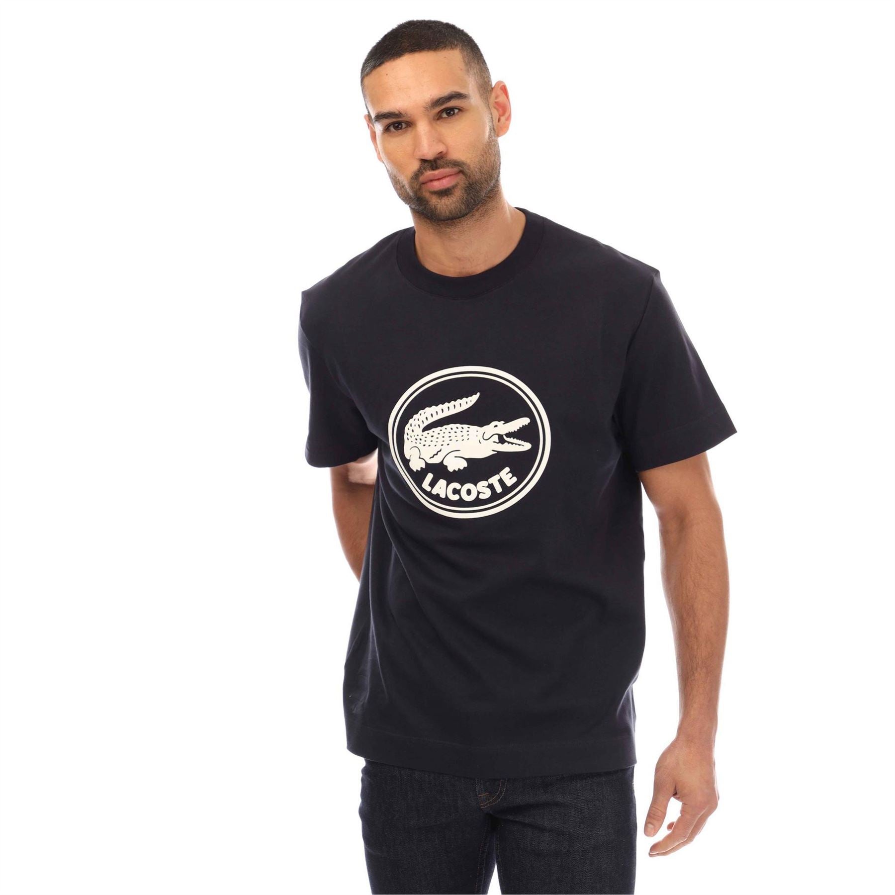 Lacoste Crocodile Print Lacoste Lettering Regular Fit T-Shirt