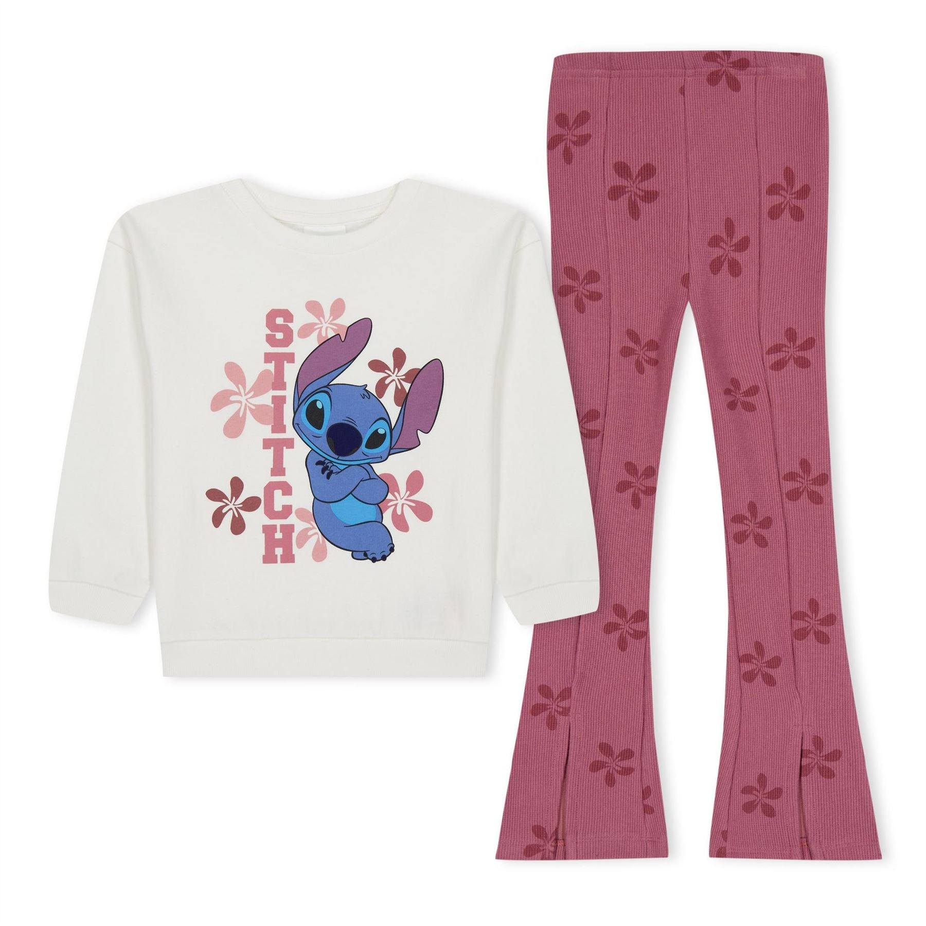 Character Lilo  And  Stitch Sweat And Rib Flare Trouser Set