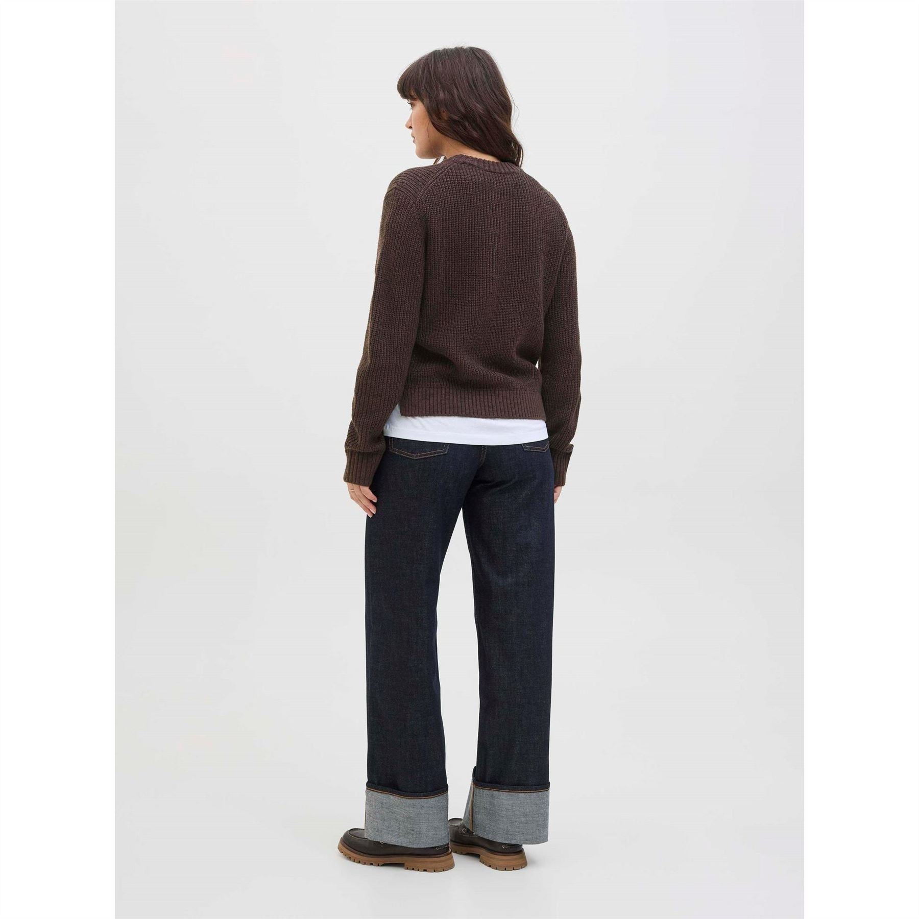 JJXX Crew Neck Ribbed Collar Raglan Sleeve Sweater