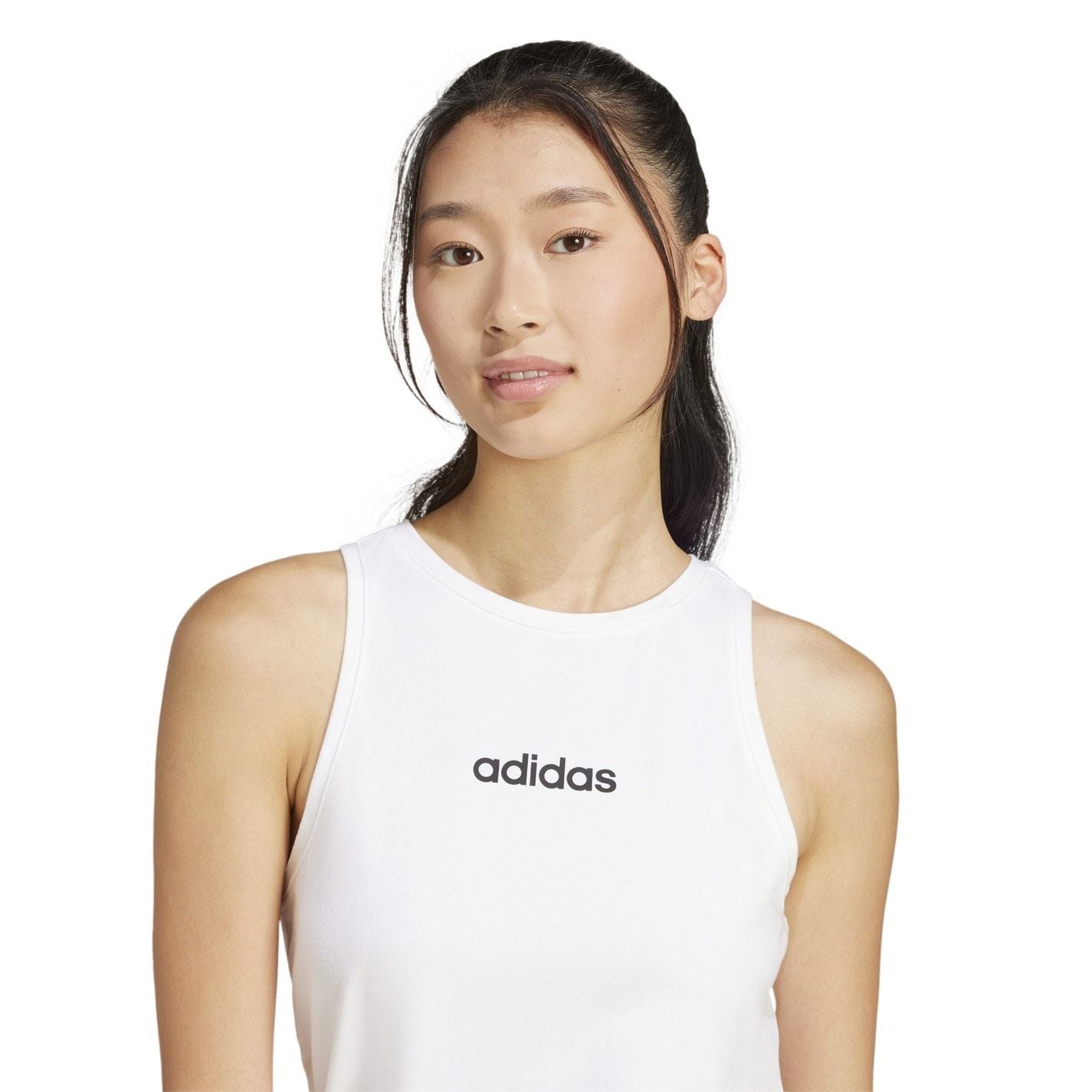 adidas Womens Essentials Linear Slim Cotton Tank Top
