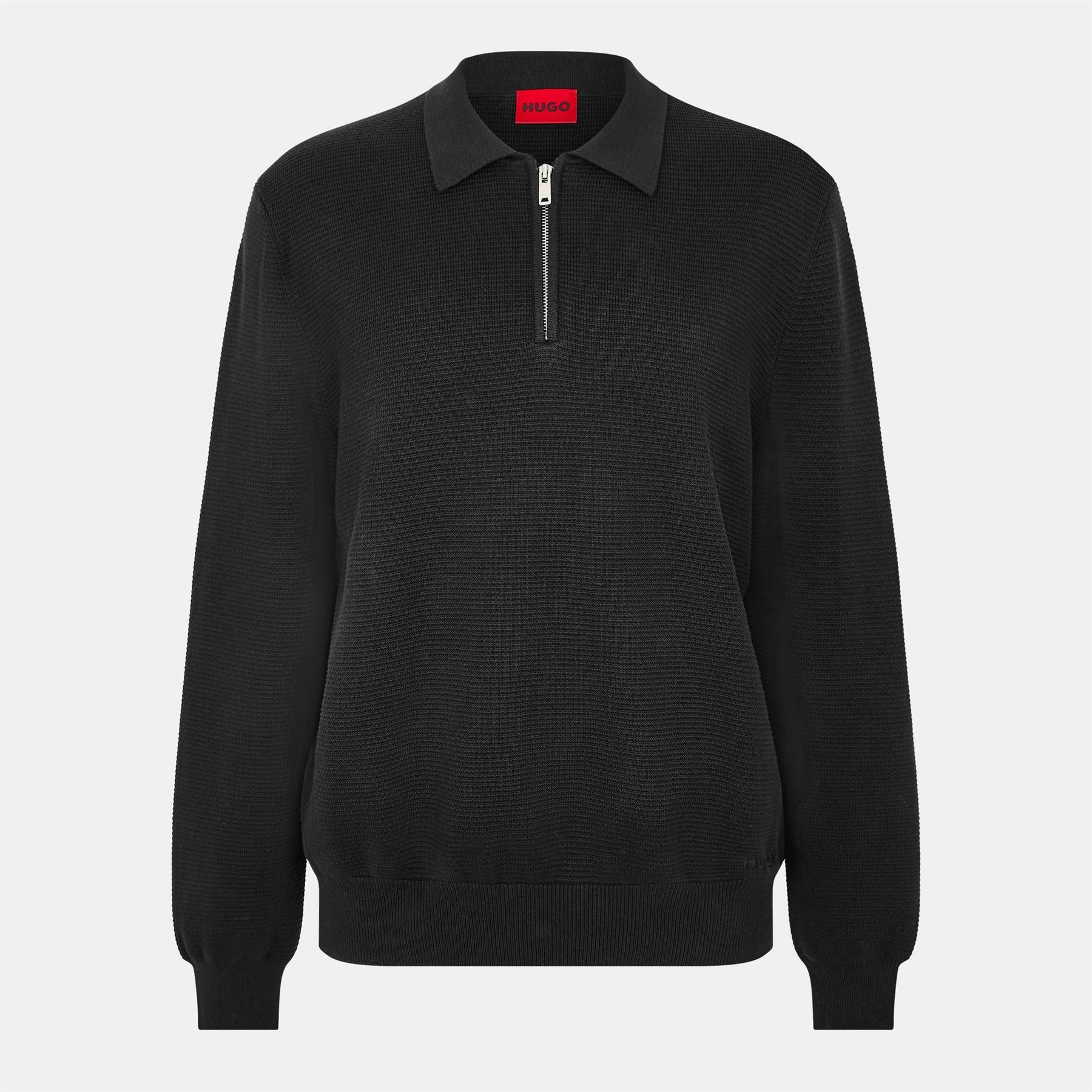 Hugo San Pauley Red Ribbed Tailored Fit Crew Neck Jumper