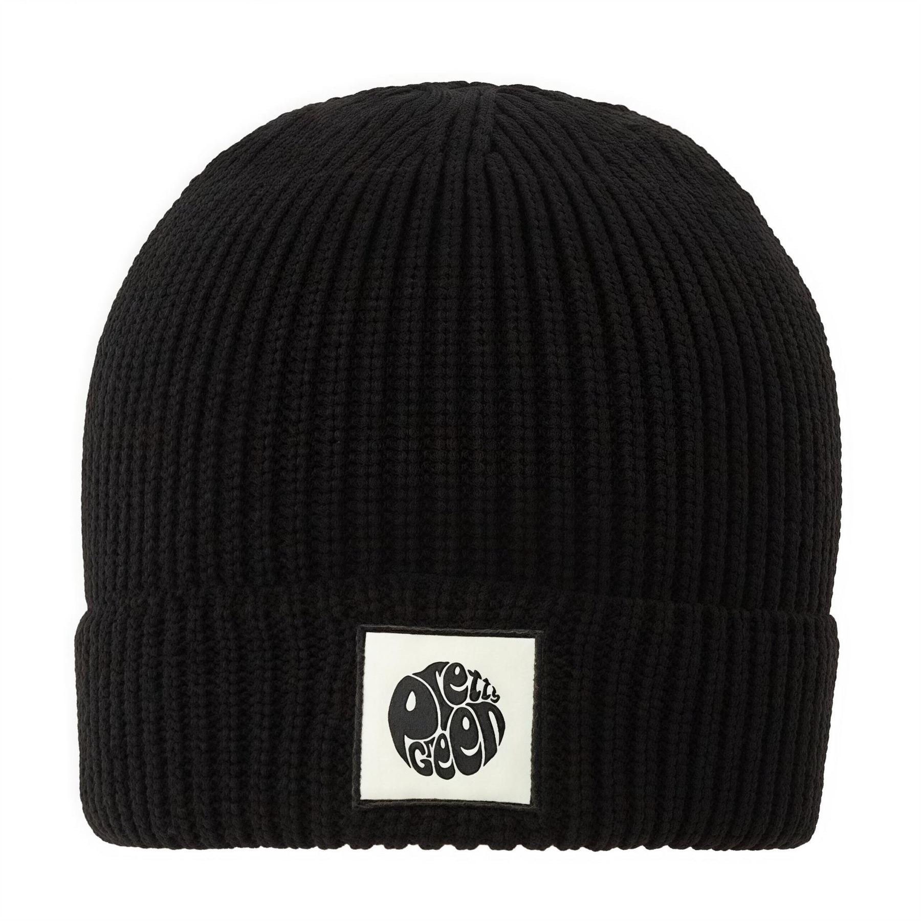 Pretty Green Adjustable Cuff Beanie With a Ribbed Pattern