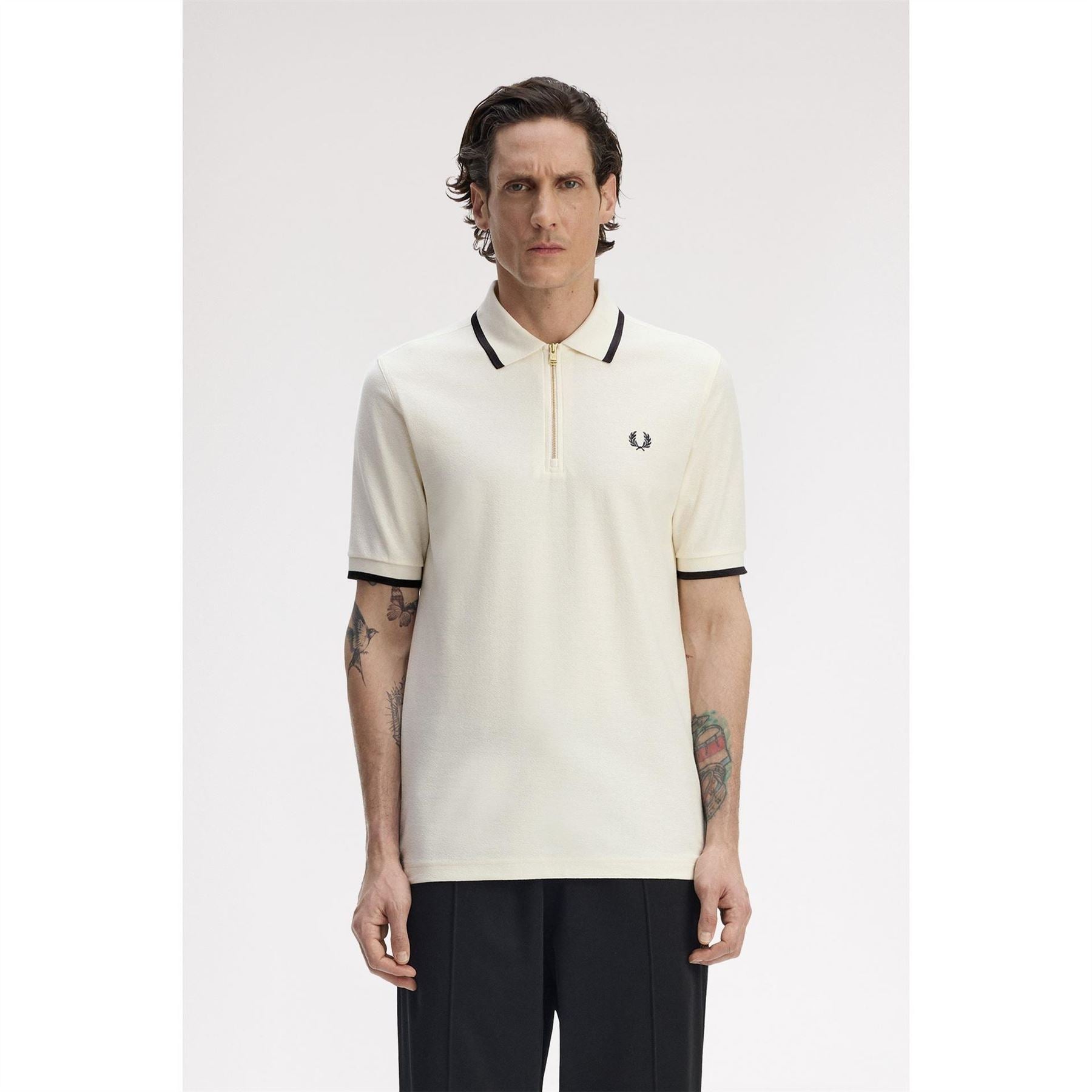 Fred Perry Crepe Zipped Short Sleeve Polo Shirt
