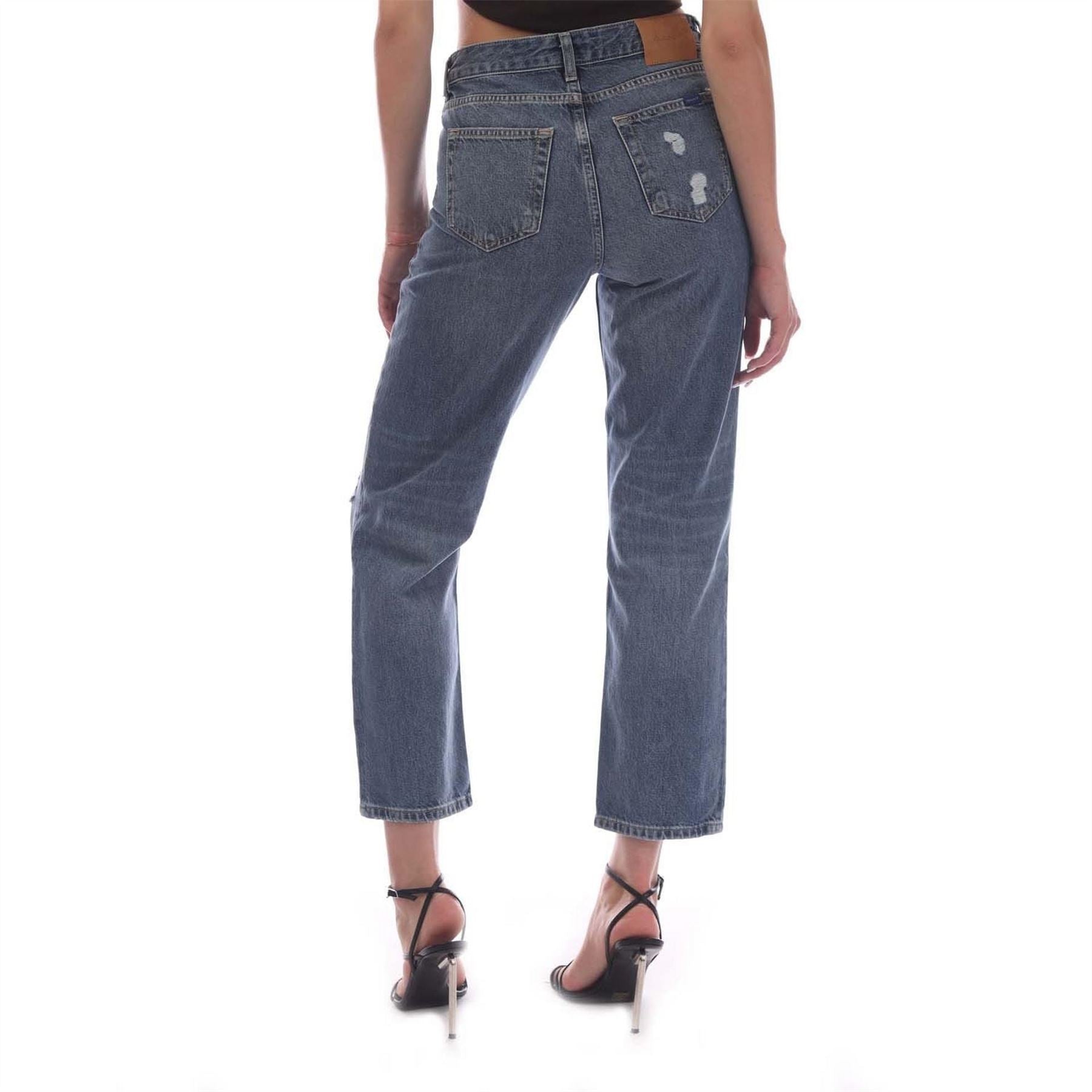 Gant Relaxed Fit Cropped Ripped Jeans