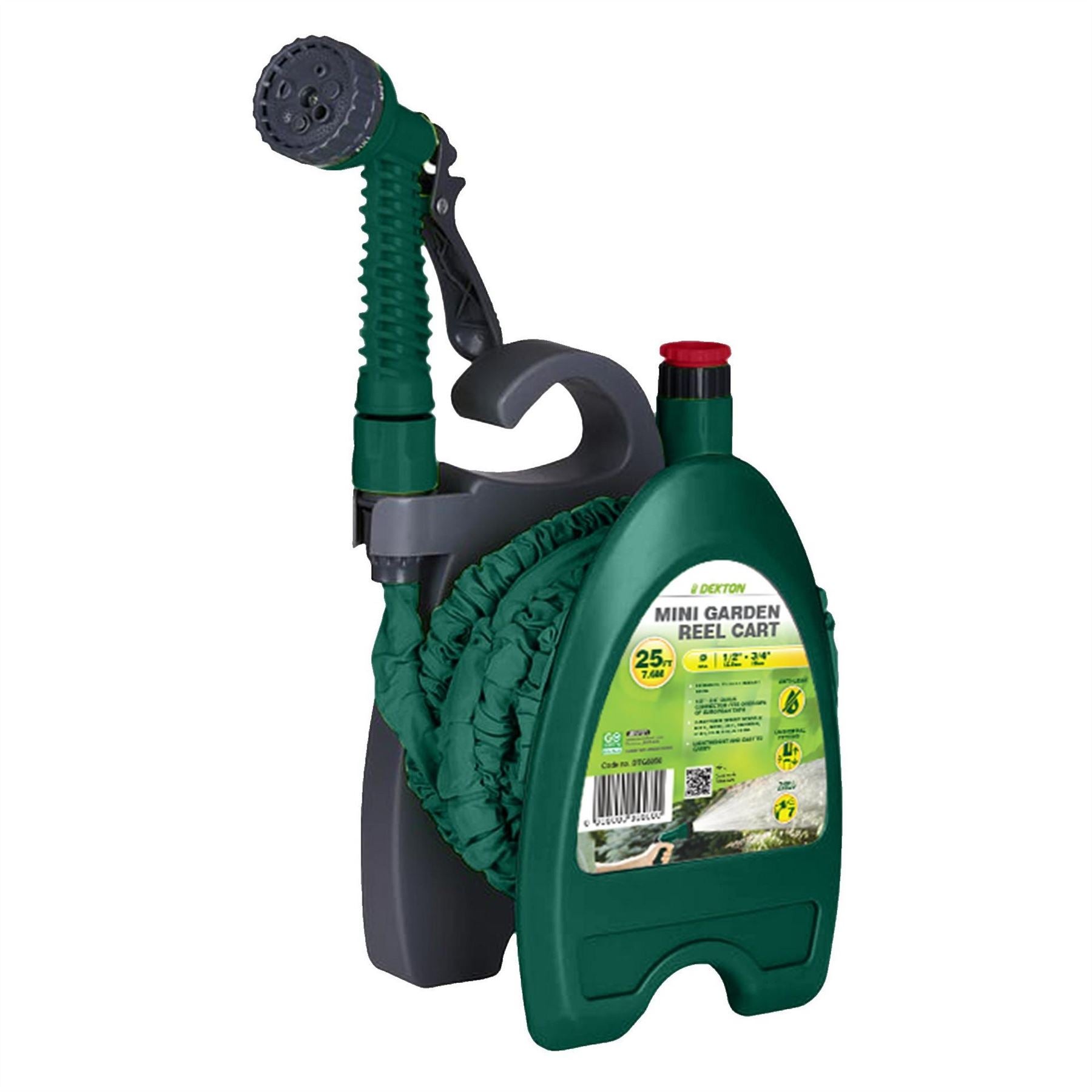 Dekton Hose Reel Cart    Mini Garden Reel Cart With 25ft Expandable Hose