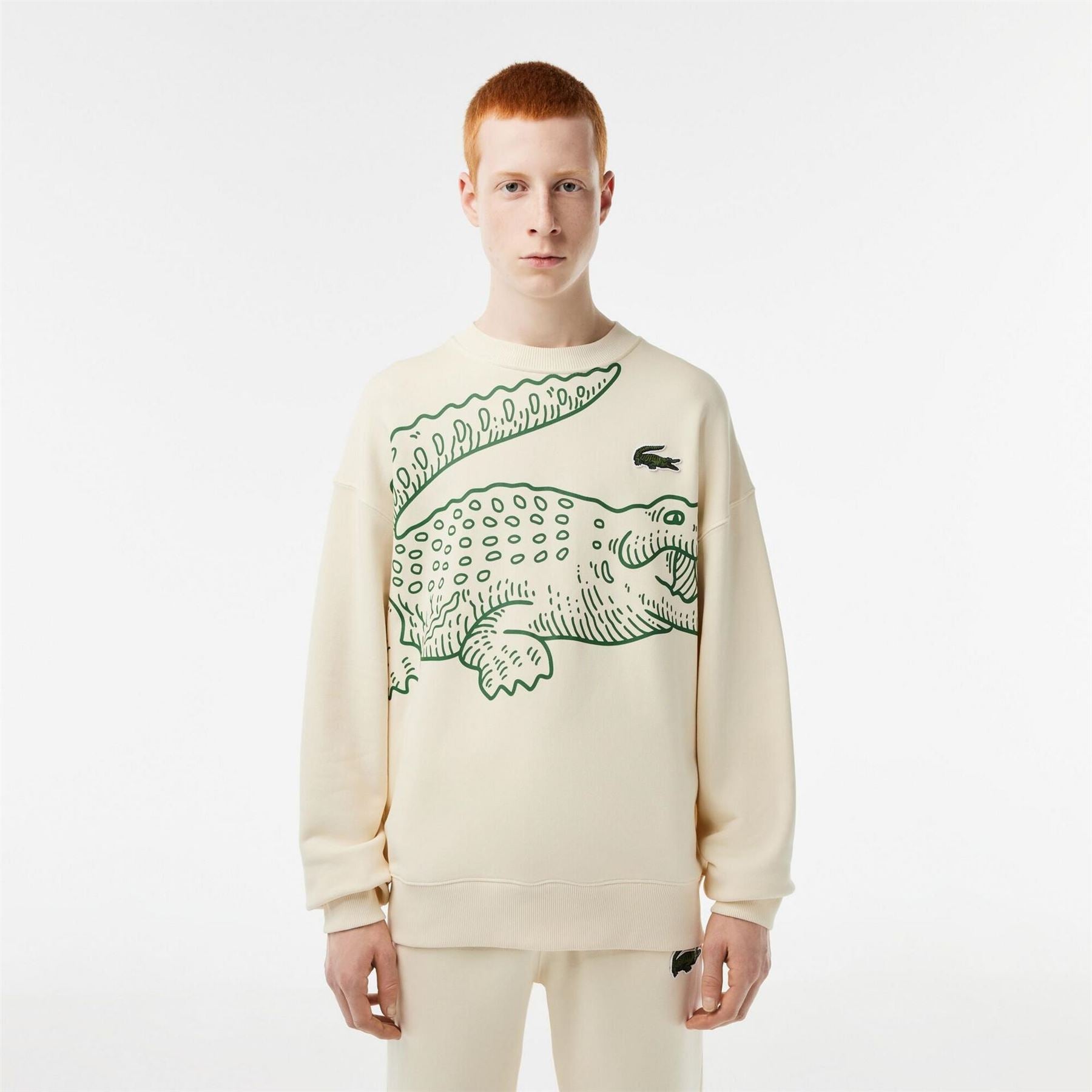 Lacoste Crocodile Logo Relaxed Fit Drop Shoulder Sweatshirt
