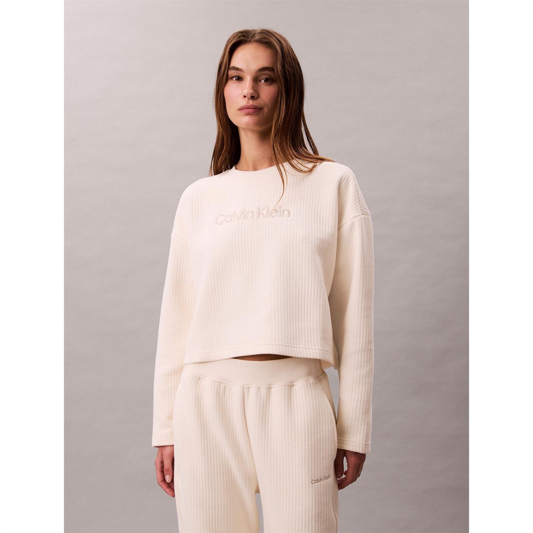 Calvin Klein Embroidered Crew Neck Long Sleeve Sweatshirt