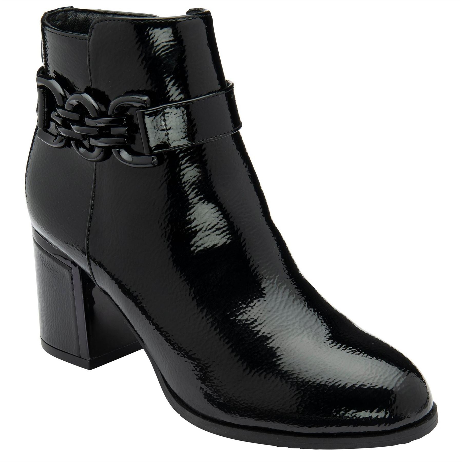 Lotus Shoes Amarin Black Patent Heeled Ankle Boots