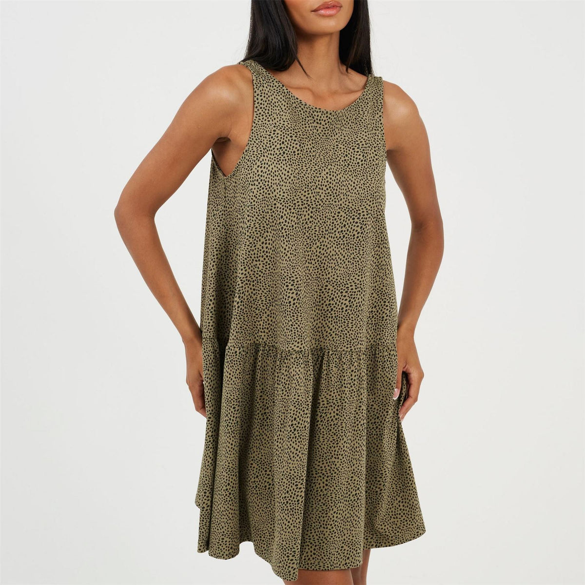 Brave Soul V-Neck Sleeveless Mini Tiered Dress