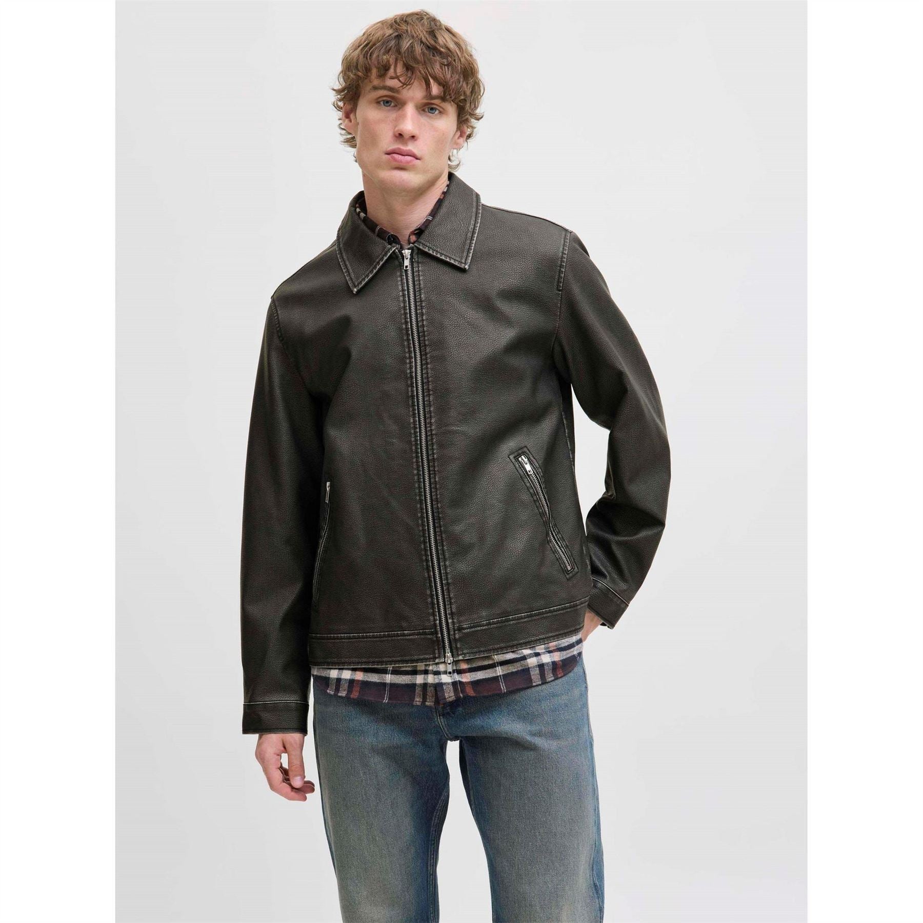 Jack and Jones Mens Pu Jacket