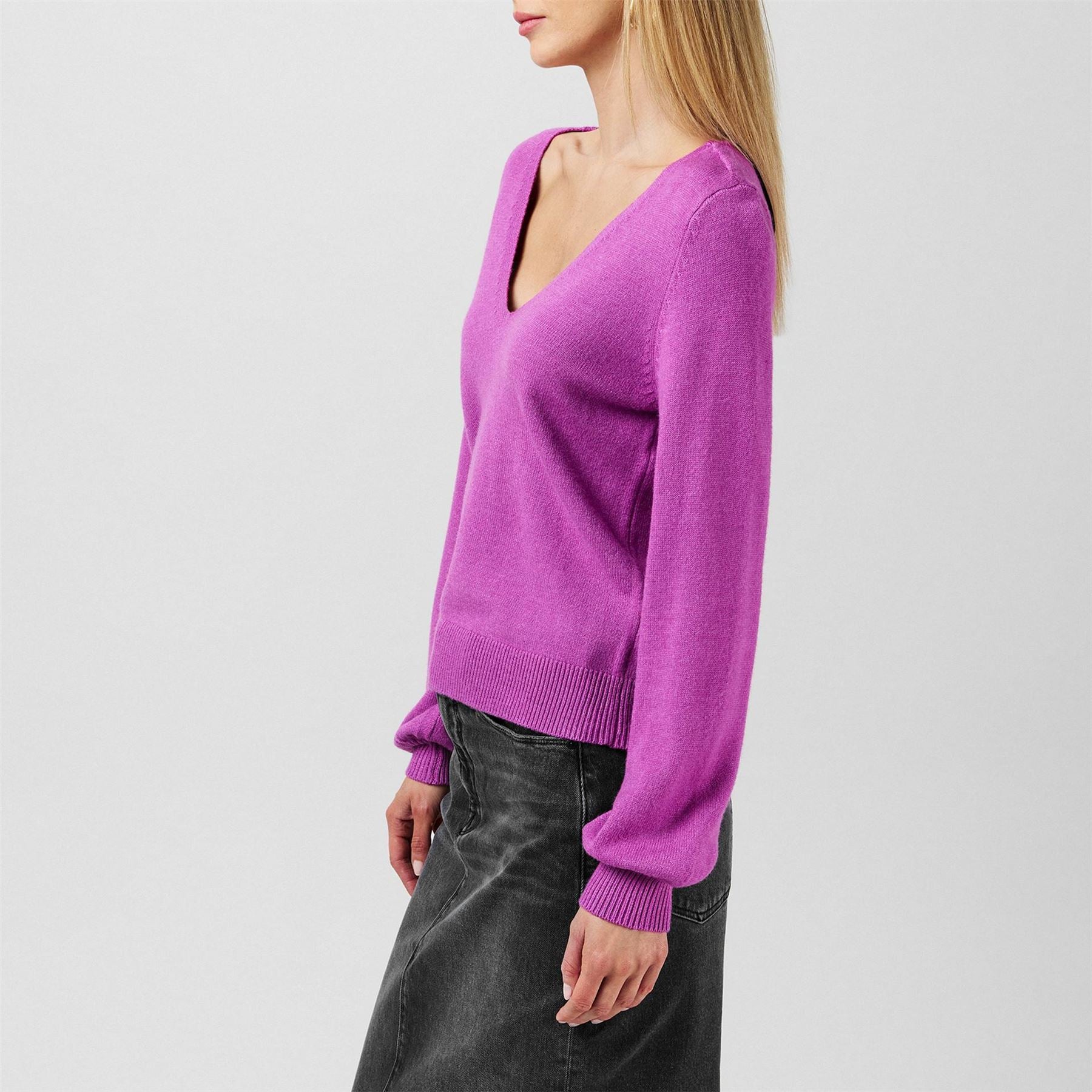 Vila V Neck Regular Fit Long Sleeve Sweater