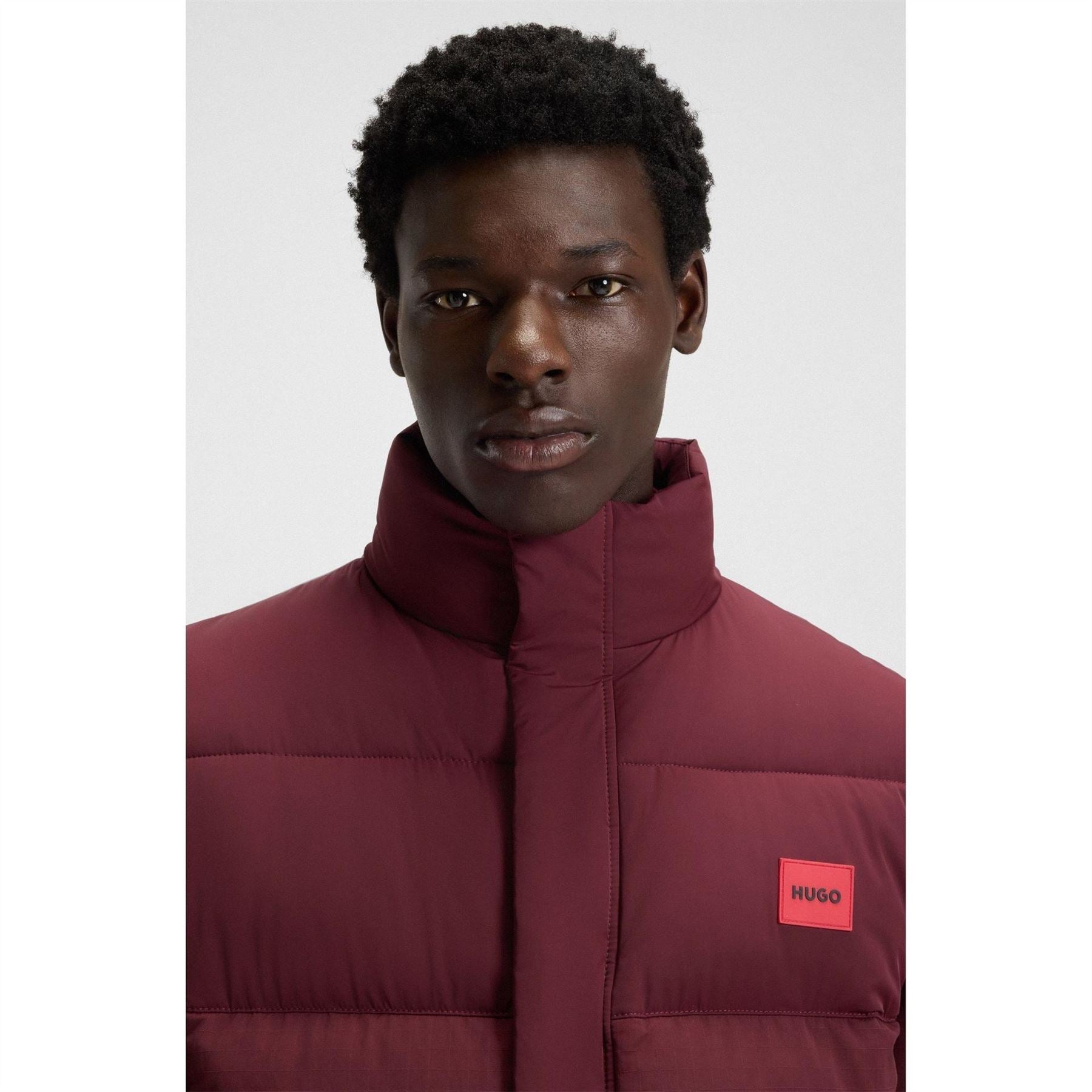 Hugo Solid Patterned Puffer Coat with Chest Pocket
