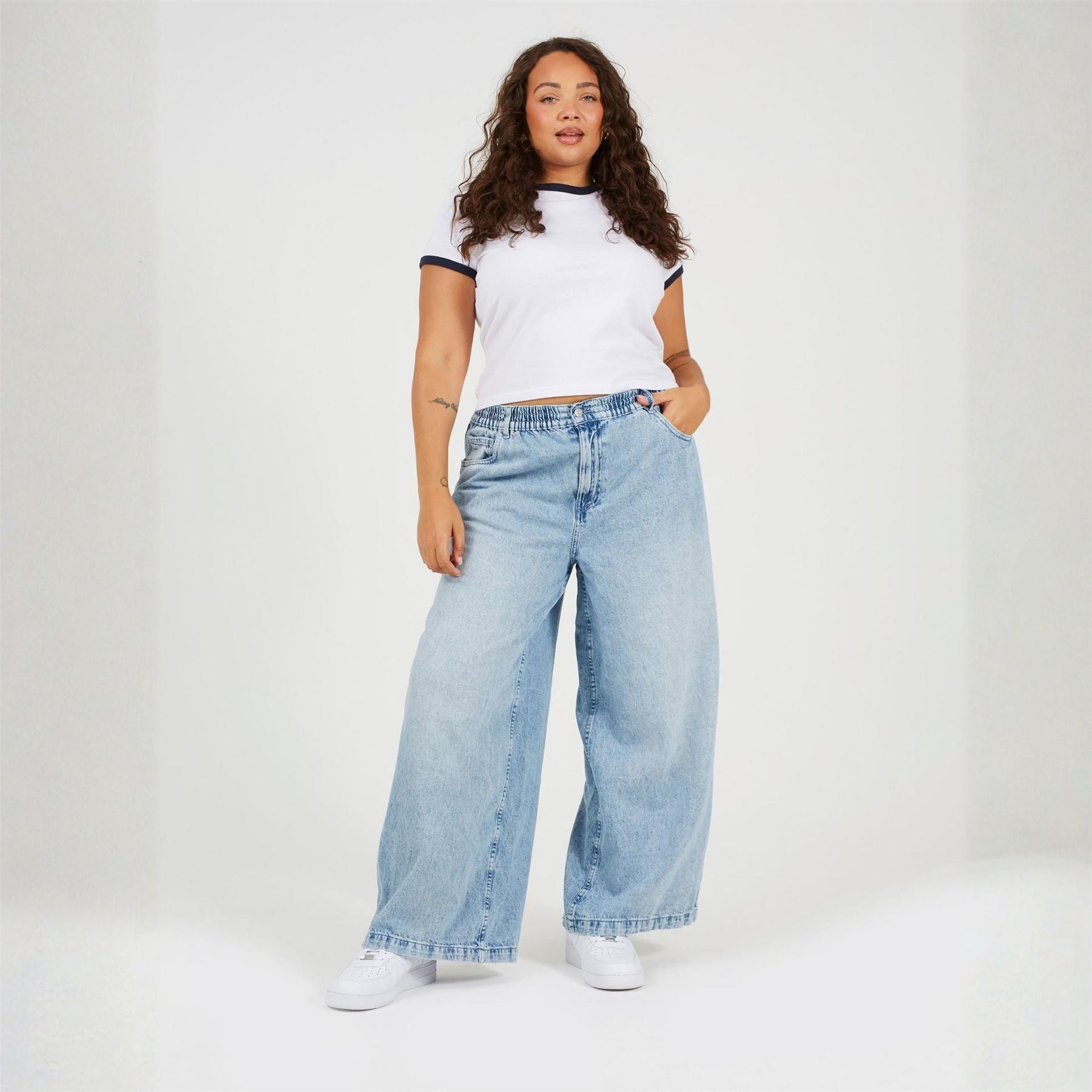 Brave Soul Plus Size Short Sleeve T Shit With Contrast Neck And Sleeve Rib