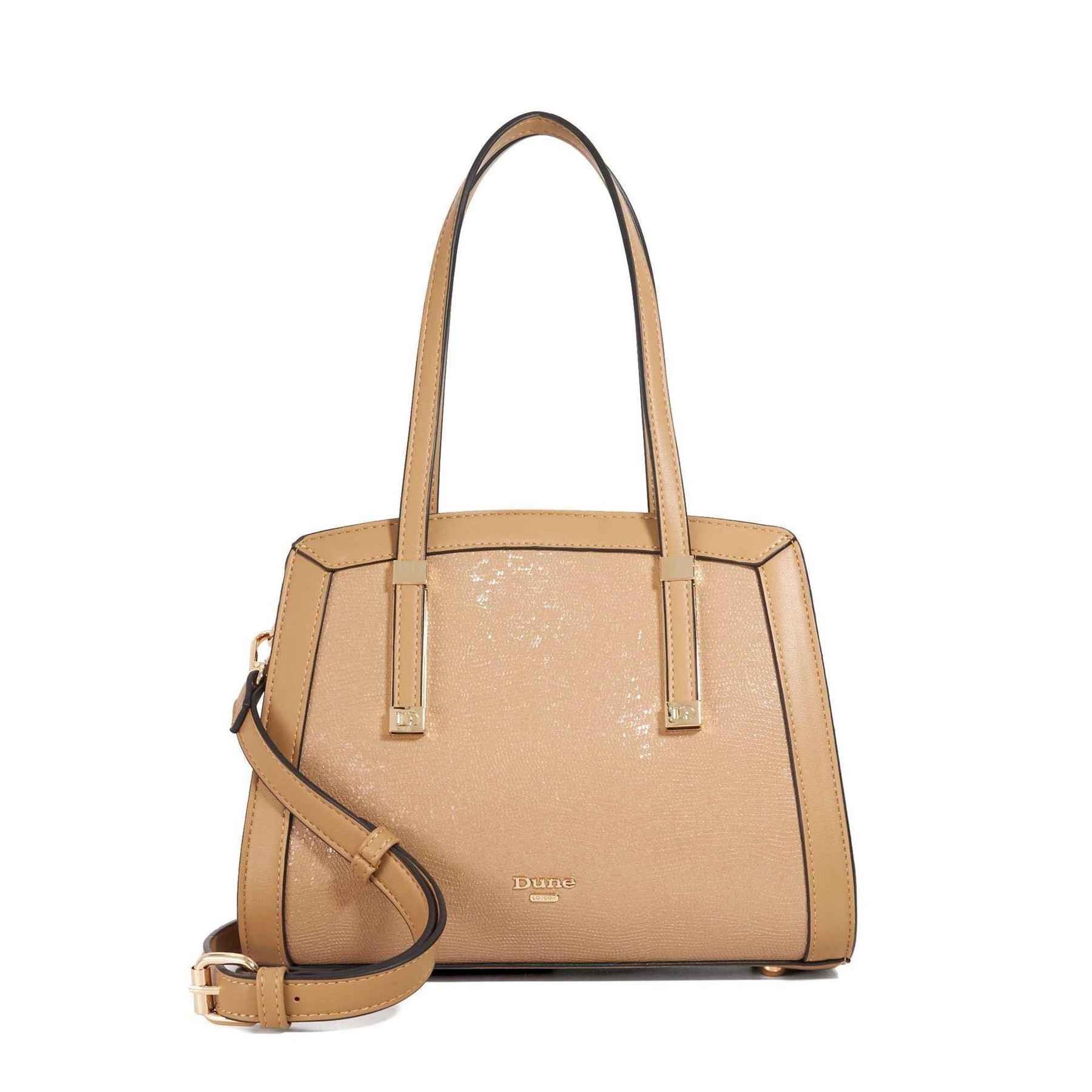 Dune London Dorris Snake Skin Textured Tote with Logo