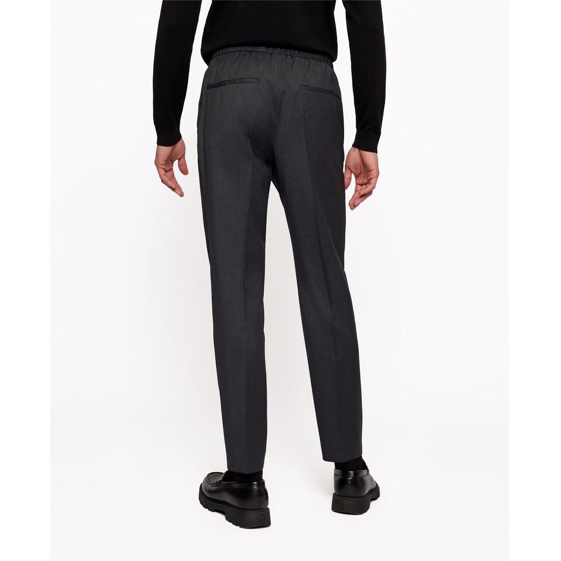 Boss Solid Patterned Slim Elastic Cuff Trousers