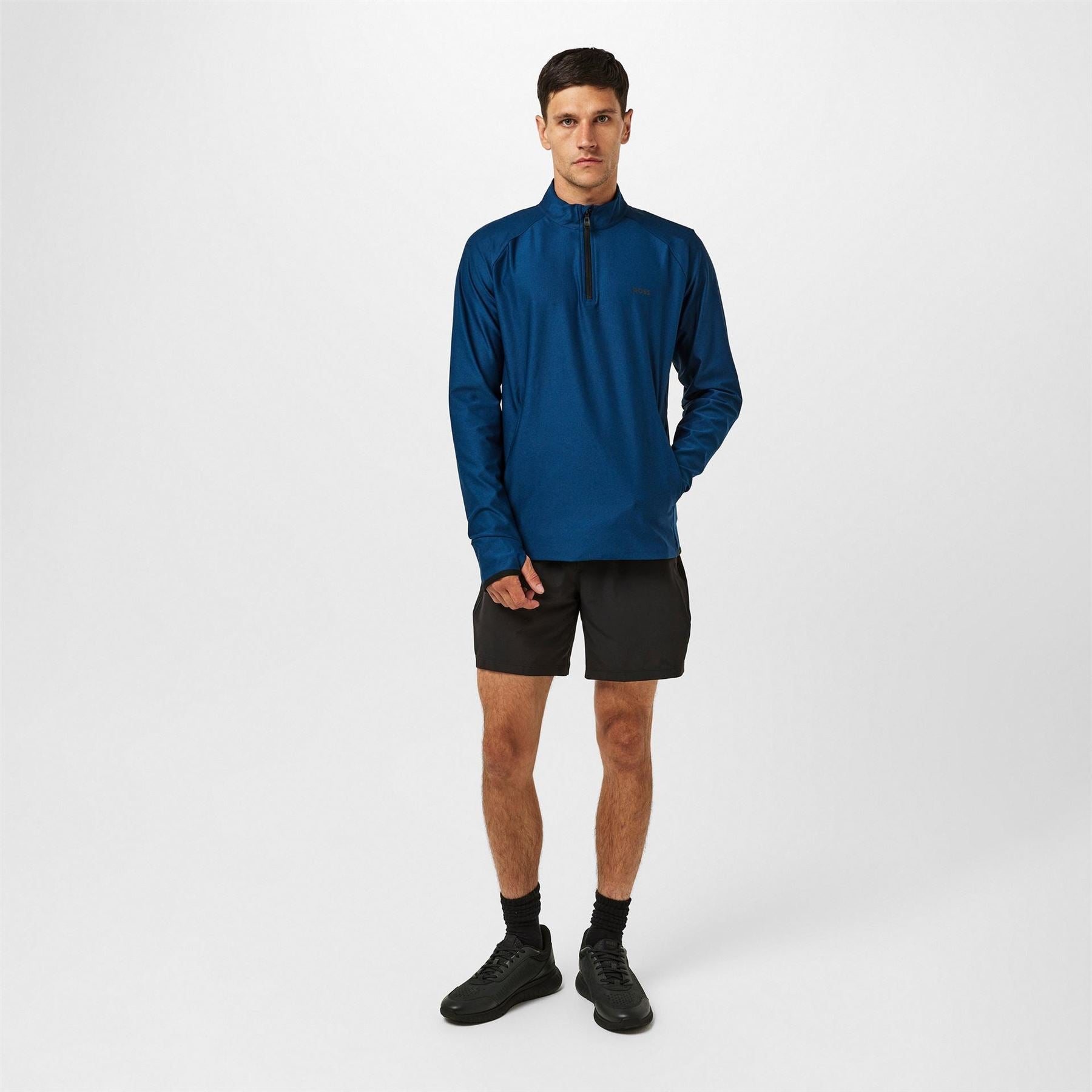 Boss Sweat Active Zip Neck Raglan Sleeve Sweatshirt