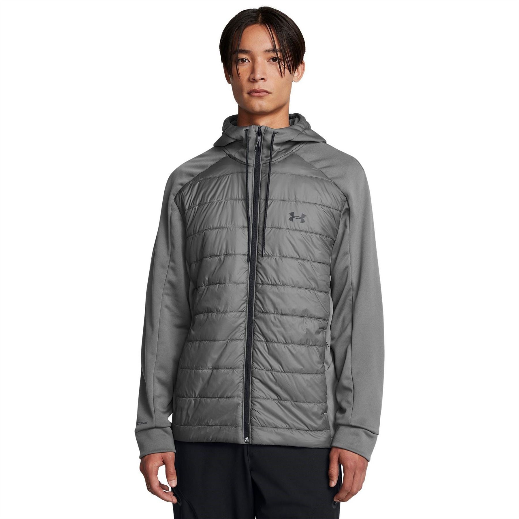 Under Armour Solid Patterned Hooded Neck Ribbed Cuff Fleece Jacket