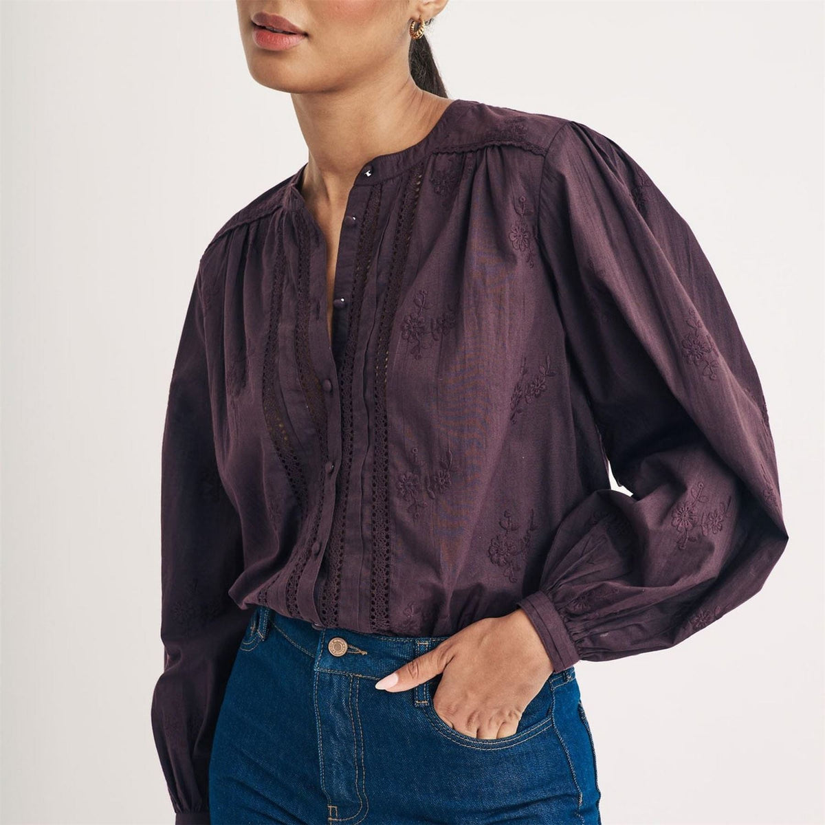 Nobodys Child Floral Embroidered Blouse