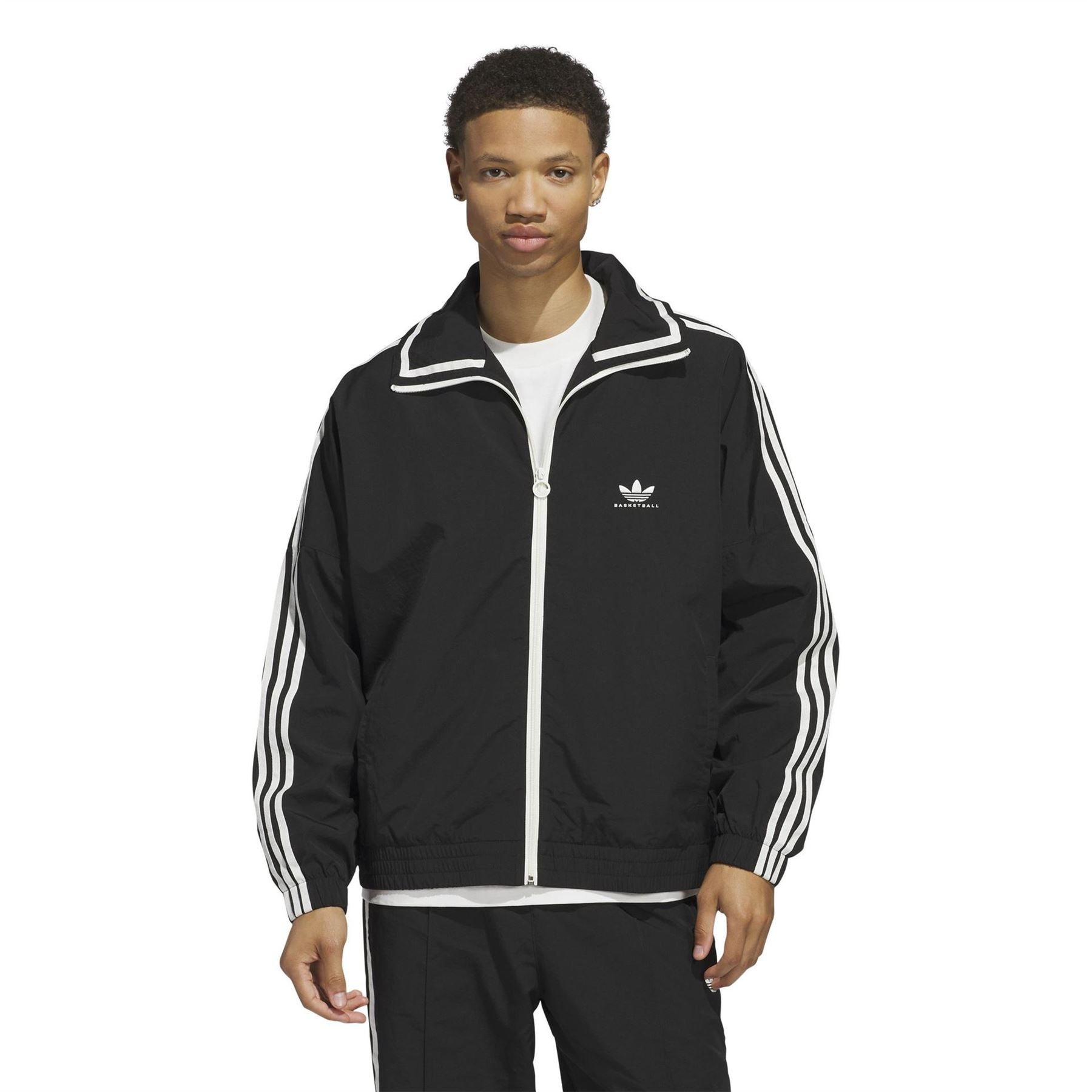 adidas Three Stripes Patterned Collared Neck Shell Jacket