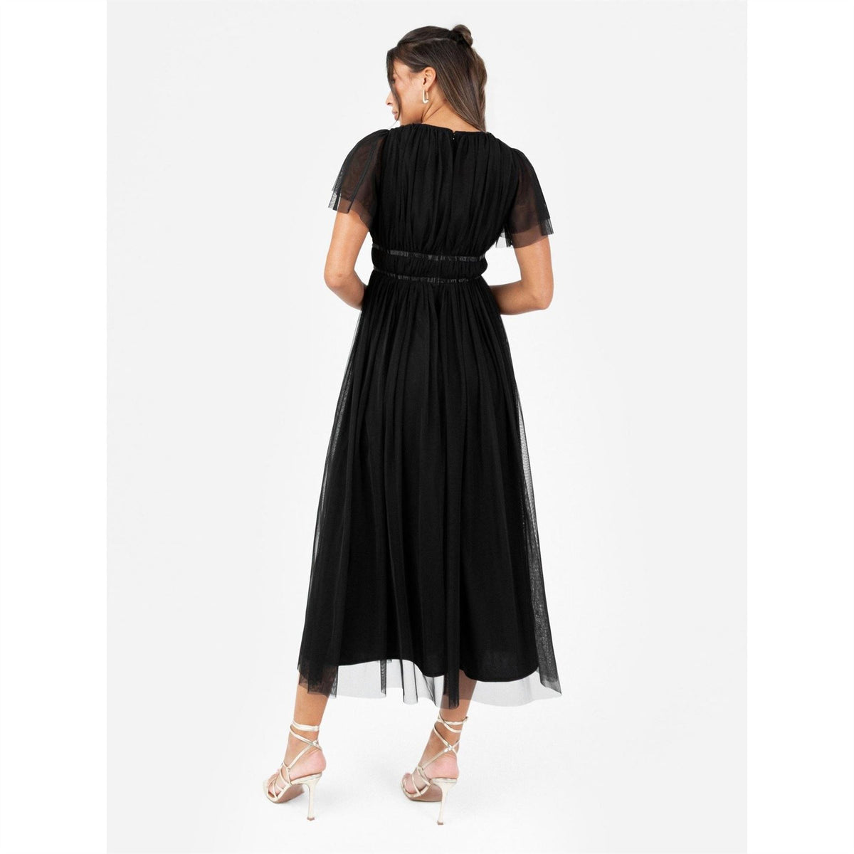 Anaya With Love With Love Recycled Black Ribbon Detail Midi Dress