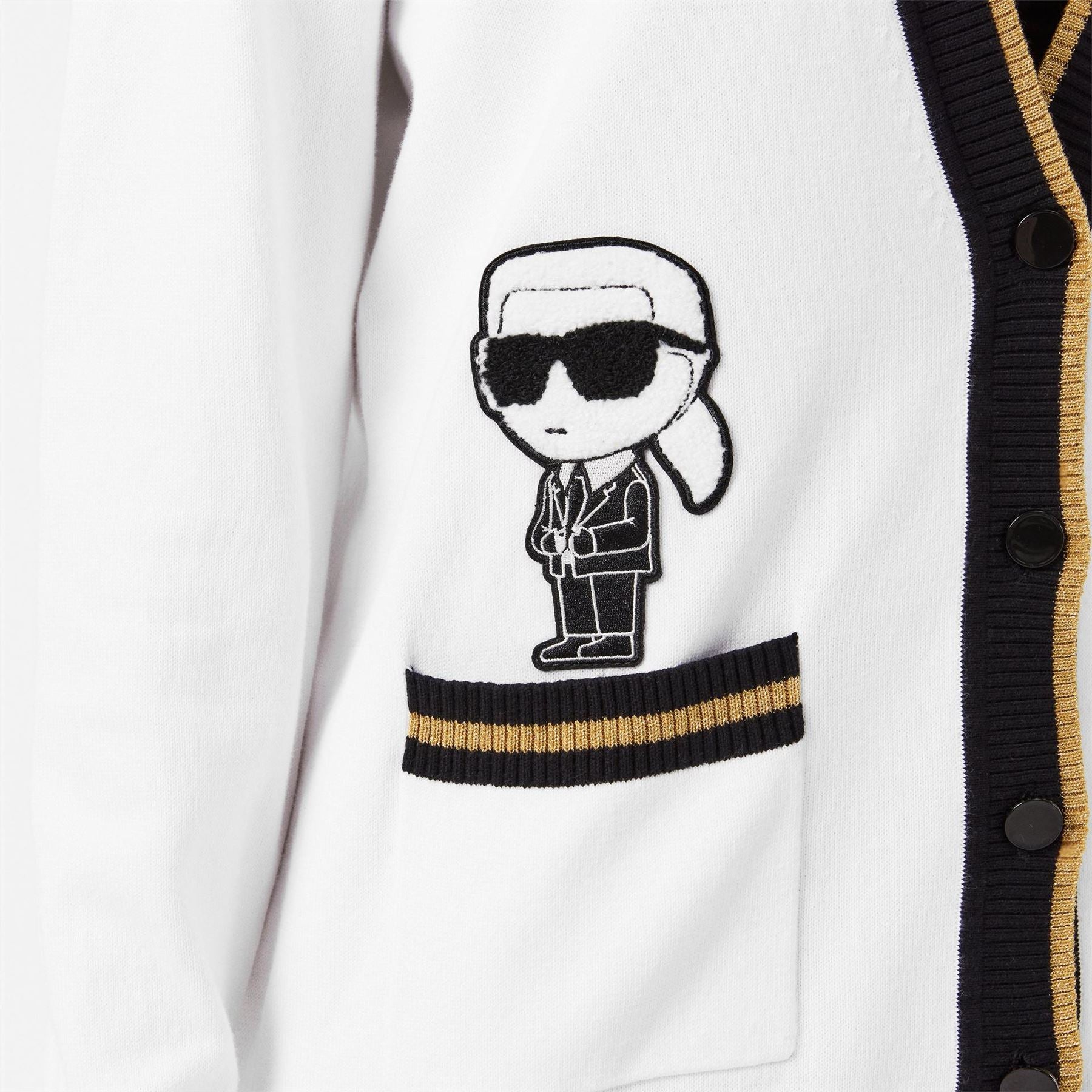 Karl Lagerfeld Patch Crew Neck Drop Shoulder Sweater
