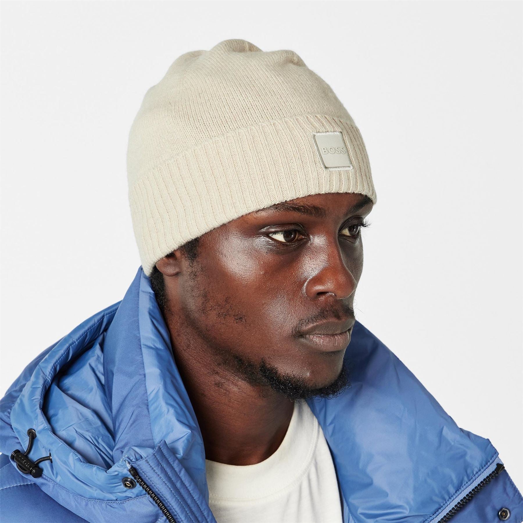 Boss Ribbed Patterned Akaio Beanie with Bold Logo