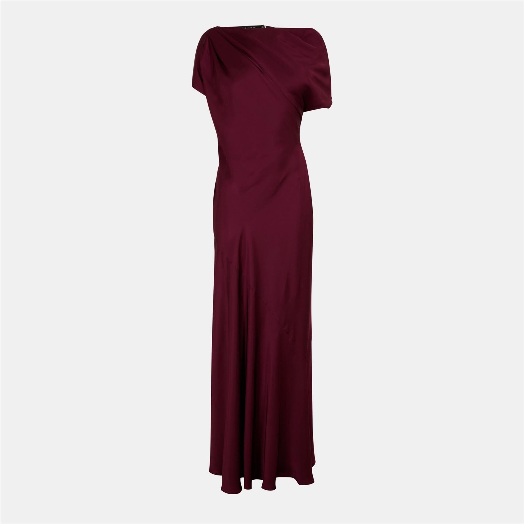 Lauren by Ralph Lauren Neagan Asymmetric Neck Short Sleeve Maxi Gown