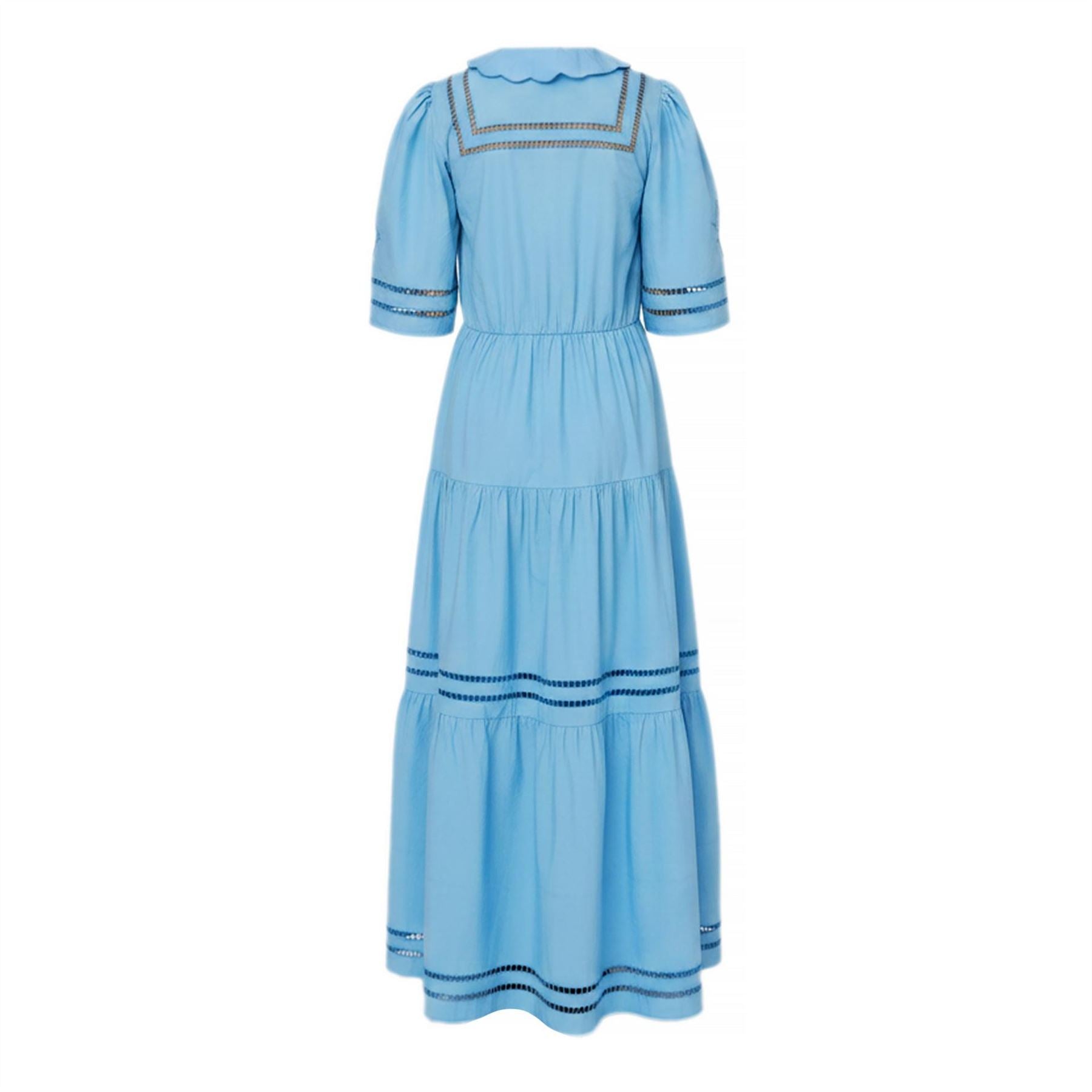 Stella Nova Nova Maxi Dress With Short Sleeves And Artworks   Blue Coral