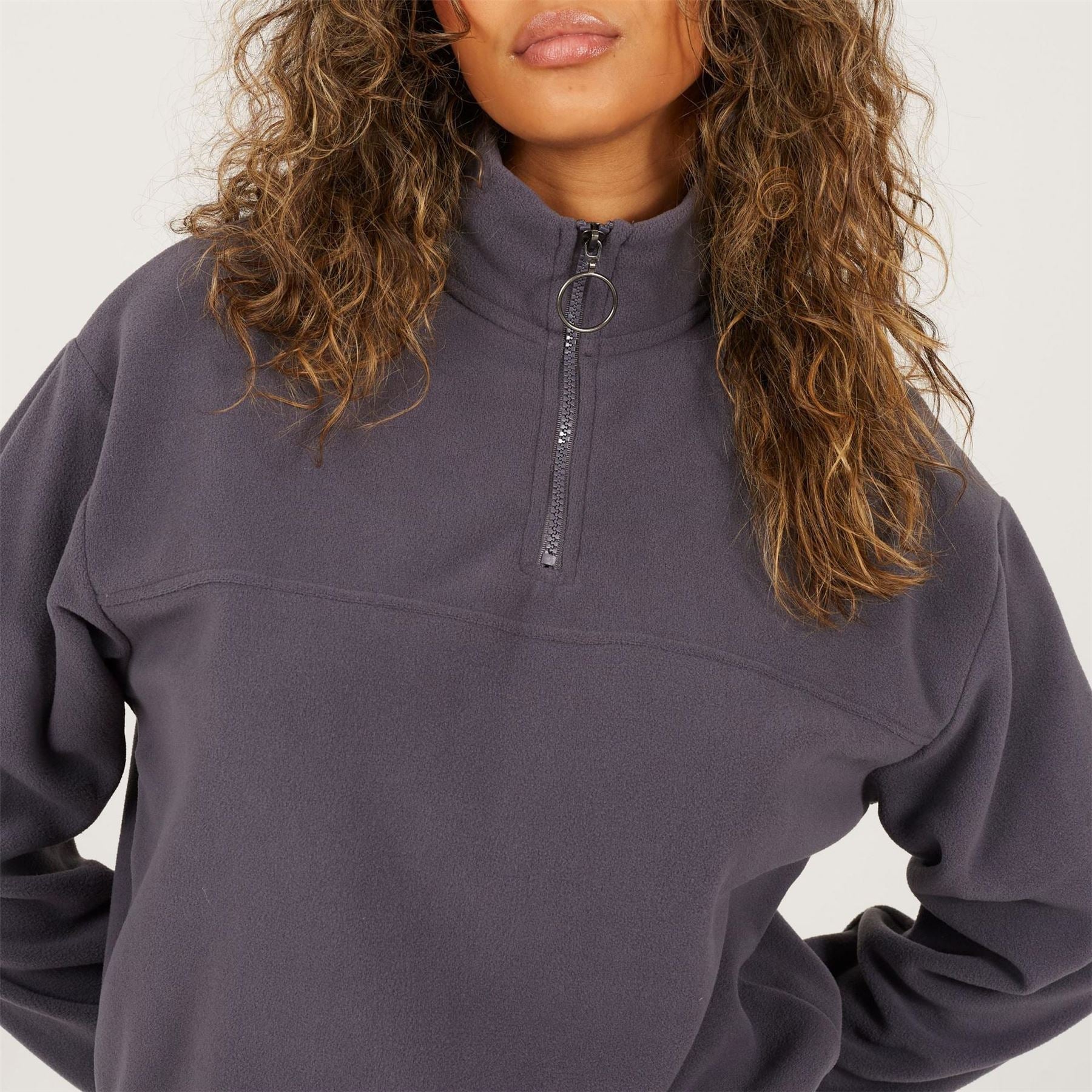 Brave Soul Womens Mid Zip High Neck Fleece Sweatshirt