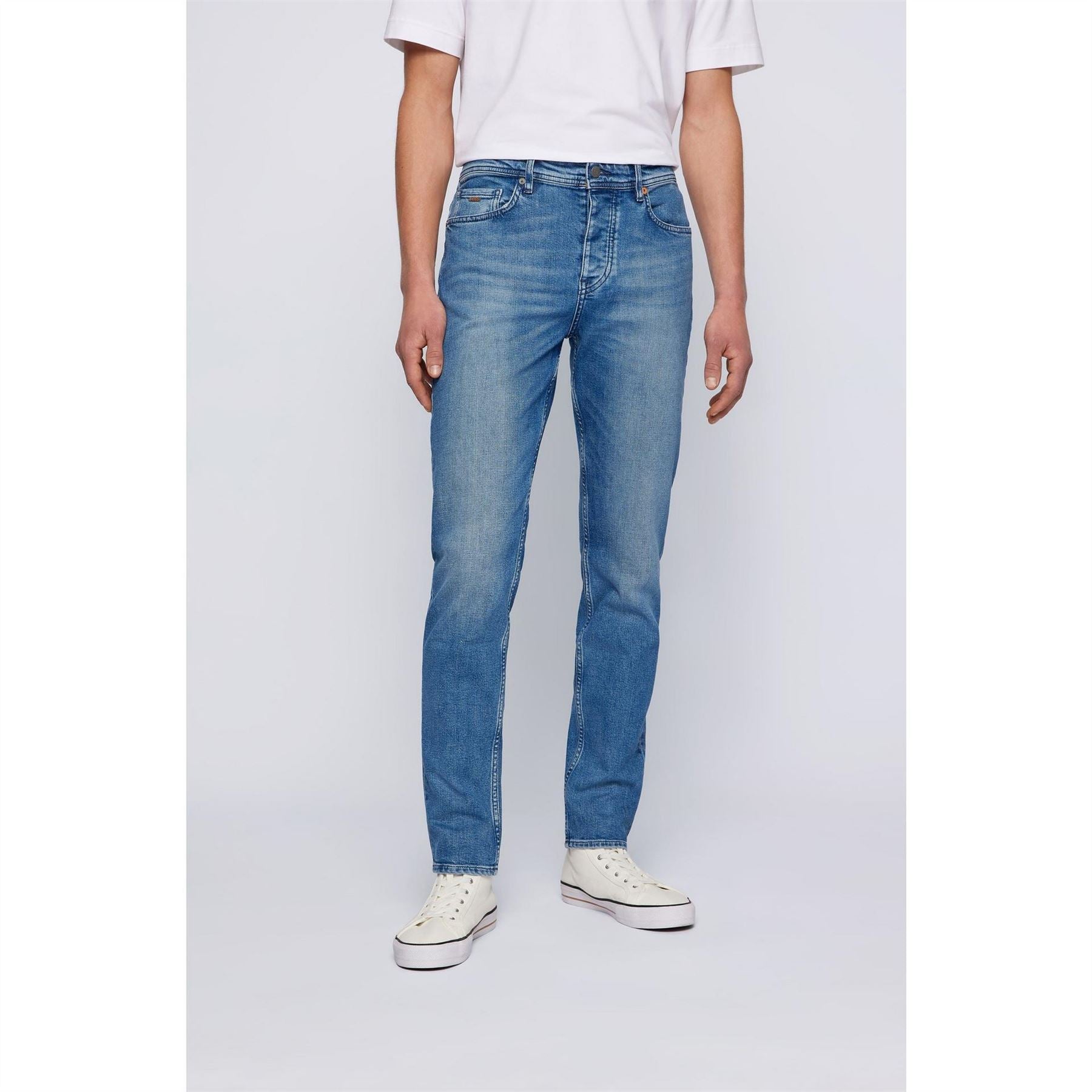 Boss Taber Mid Rise Stretch Tapered Fit Tapered Jeans