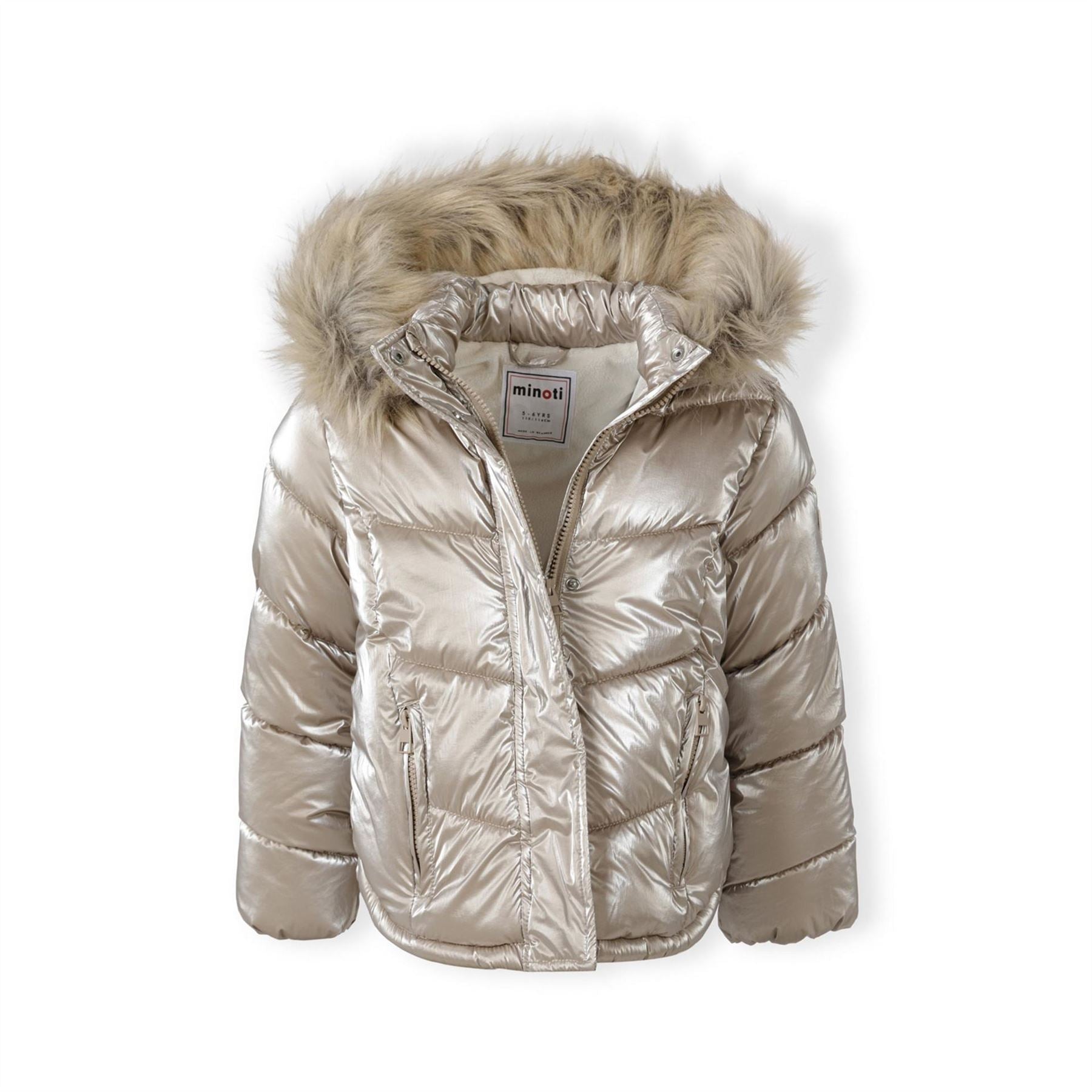 Minoti Girls Winter Jacket Metallic Finish Beige