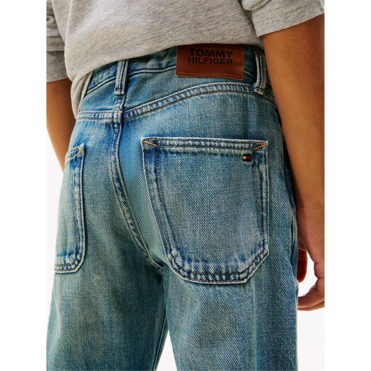 Tommy Hilfiger Durable Denim Adjustable Waist Straight Leg Jeans